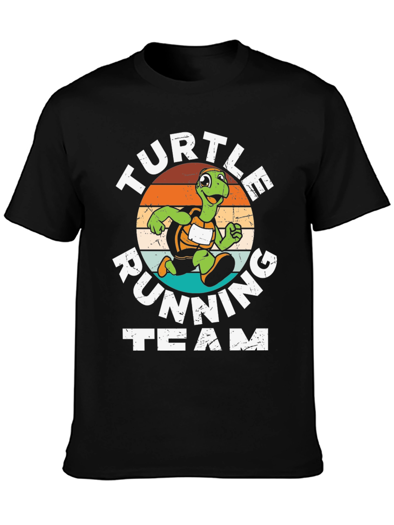 Turtle Running Team Graphic Tee - Black Cotton Blend