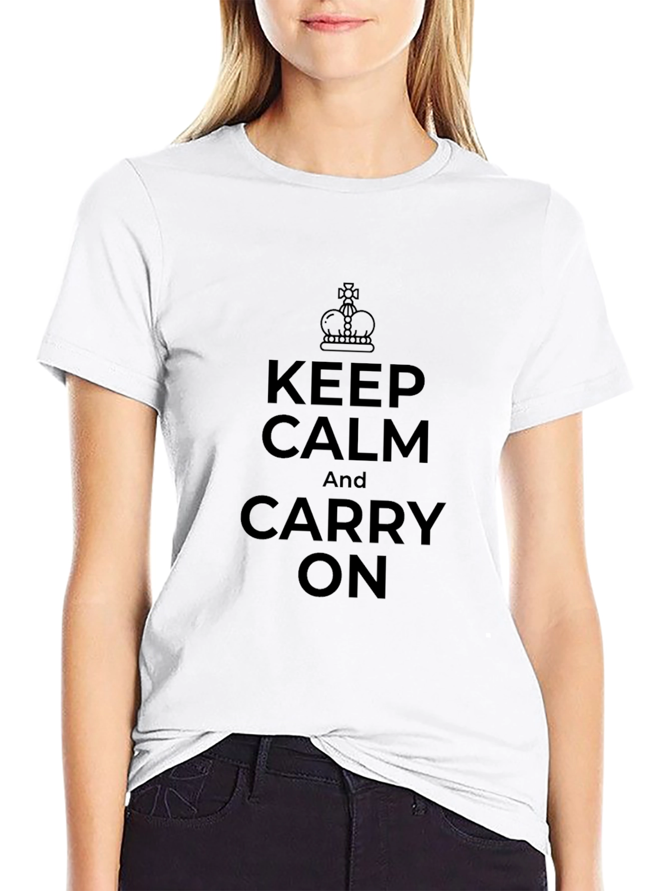 Keep Calm And Carry On Black T-Shirt
