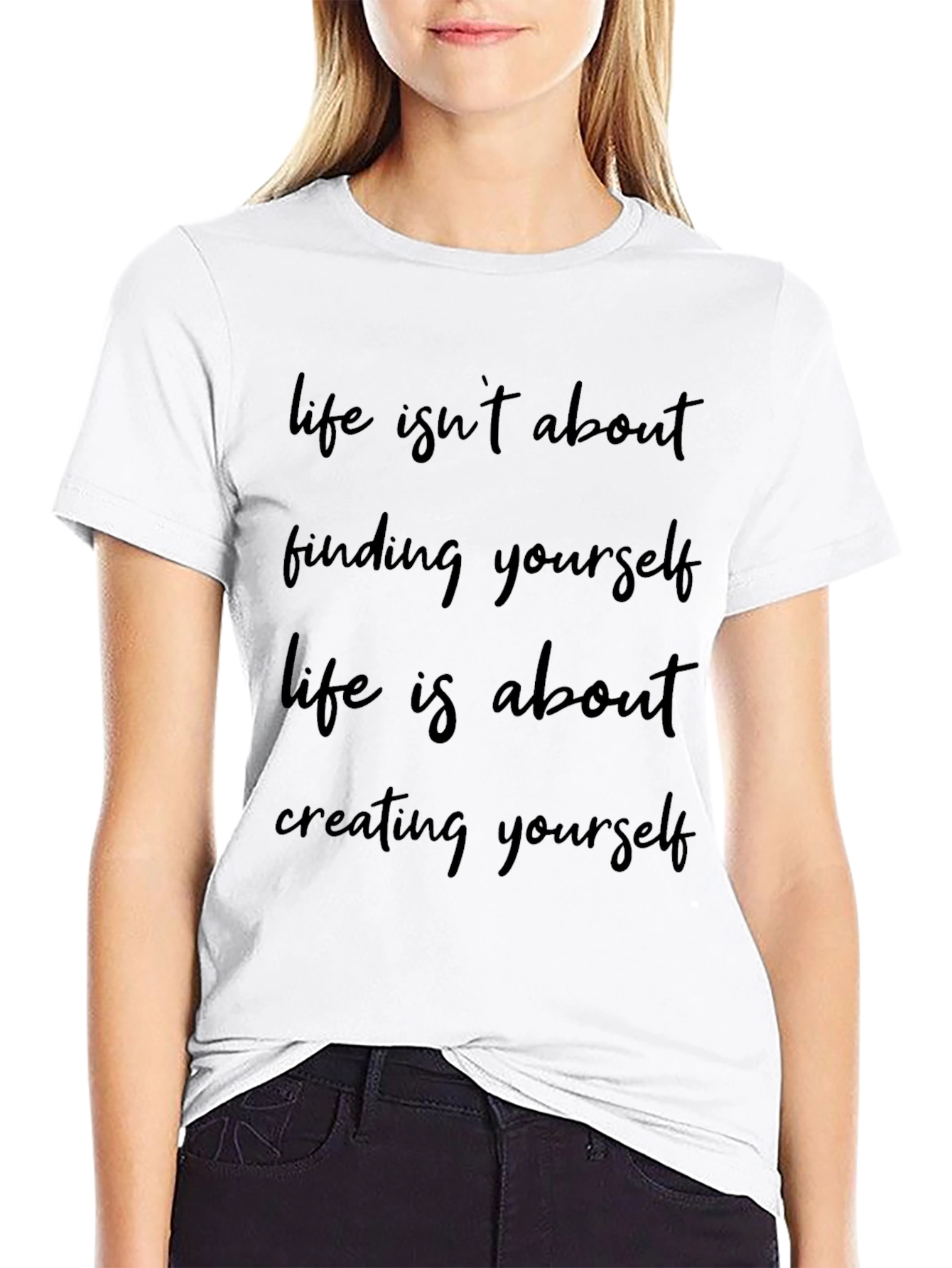 Life Quote Graphic Print Black T-Shirt