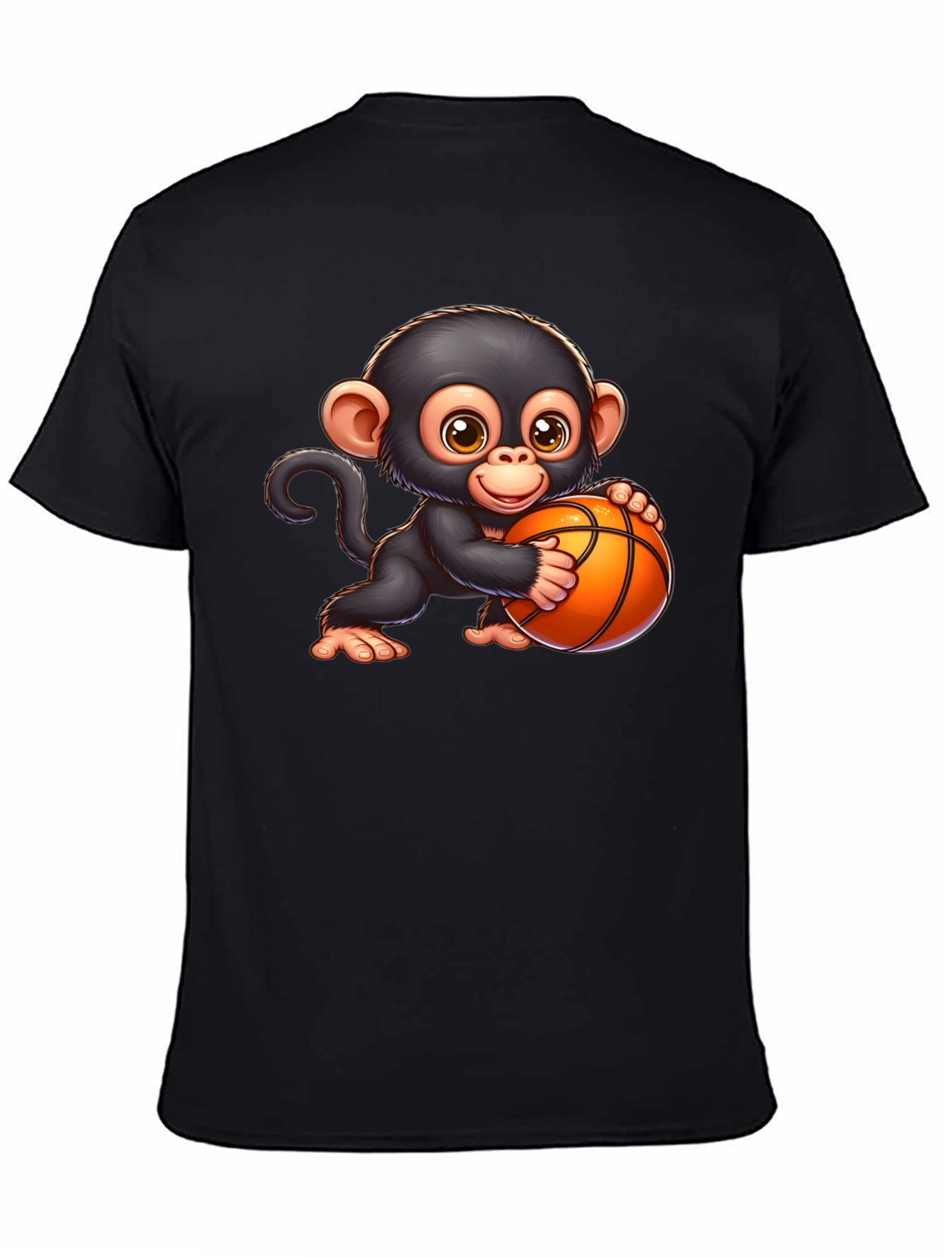 Cartoon Monkey Basketball Graphic T-Shirt