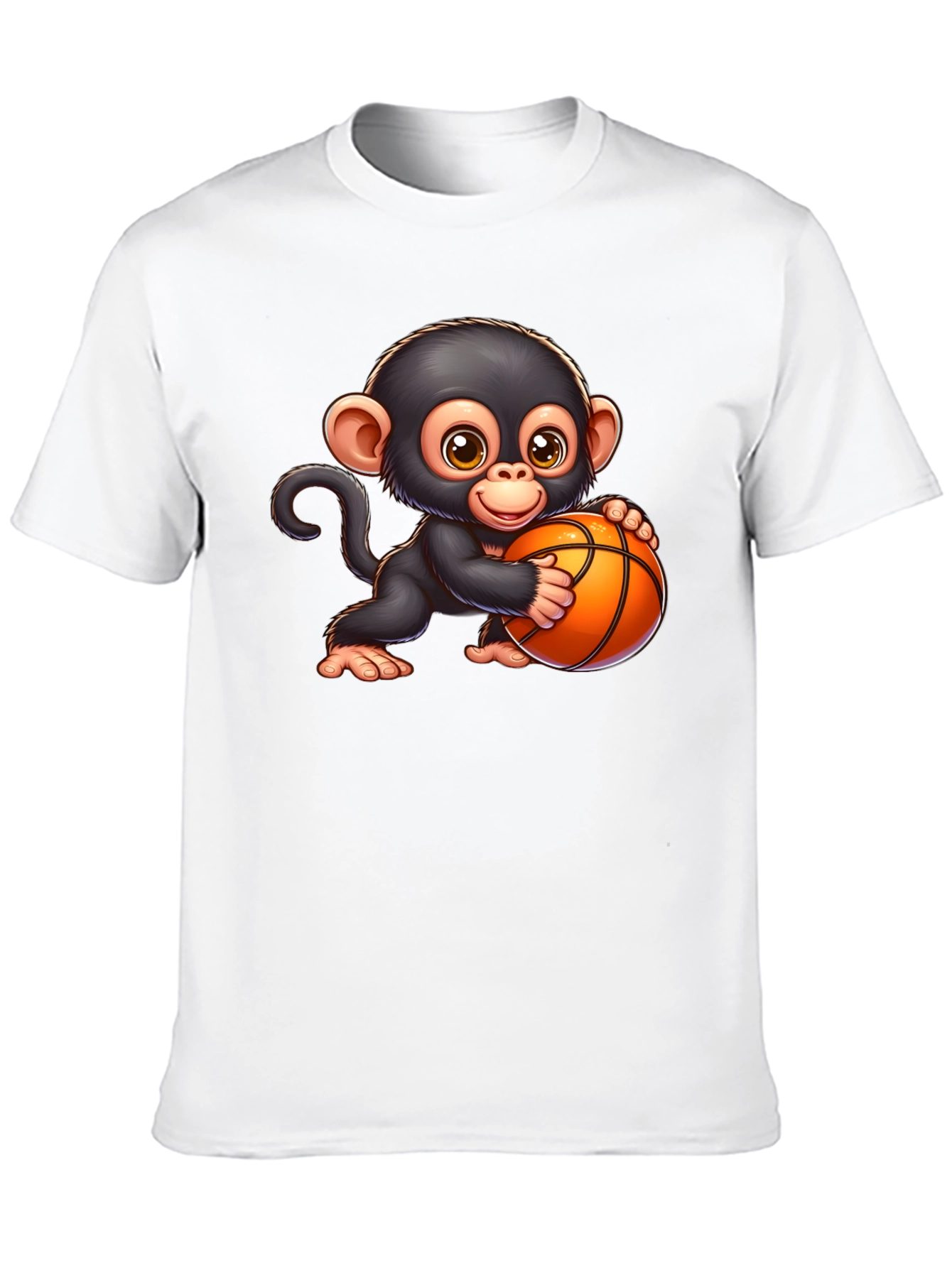 Cartoon Monkey Basketball Graphic T-Shirt