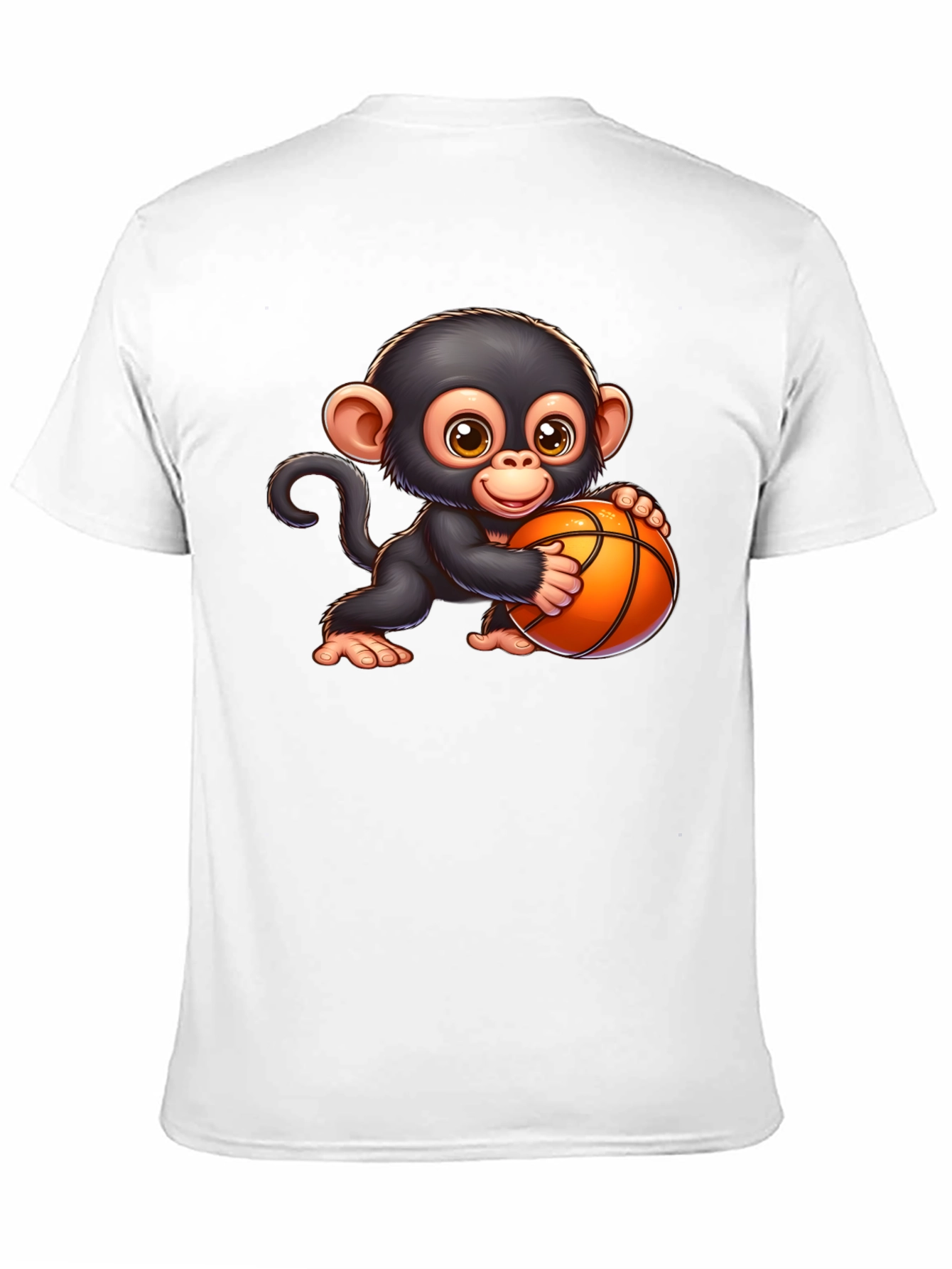 Cartoon Monkey Basketball Graphic T-Shirt