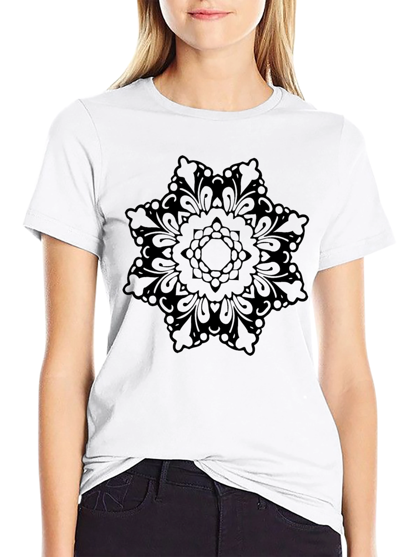 Black Mandala Graphic T-Shirt - Casual Style