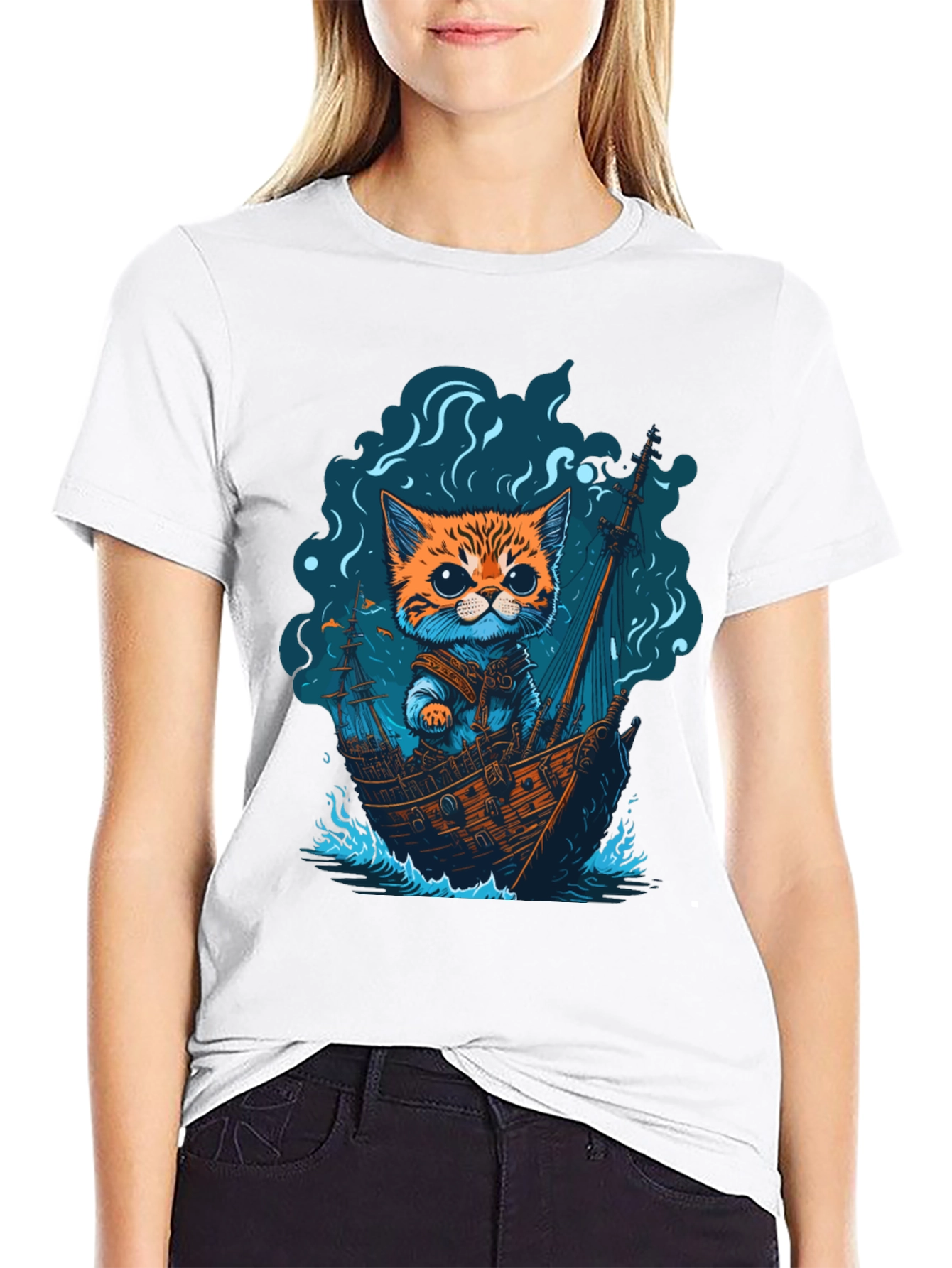 Cat Pirate Ship T-Shirt: Sea Adventure Tee