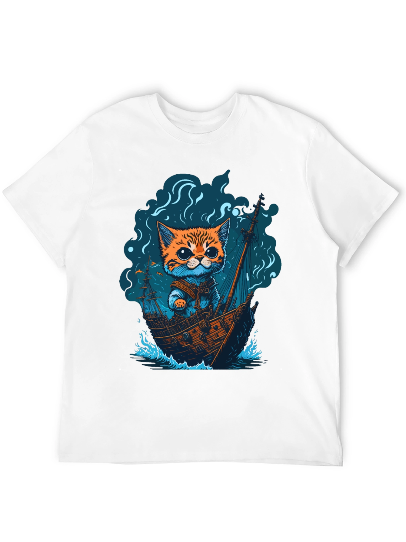 Cat Pirate Ship T-Shirt: Sea Adventure Tee