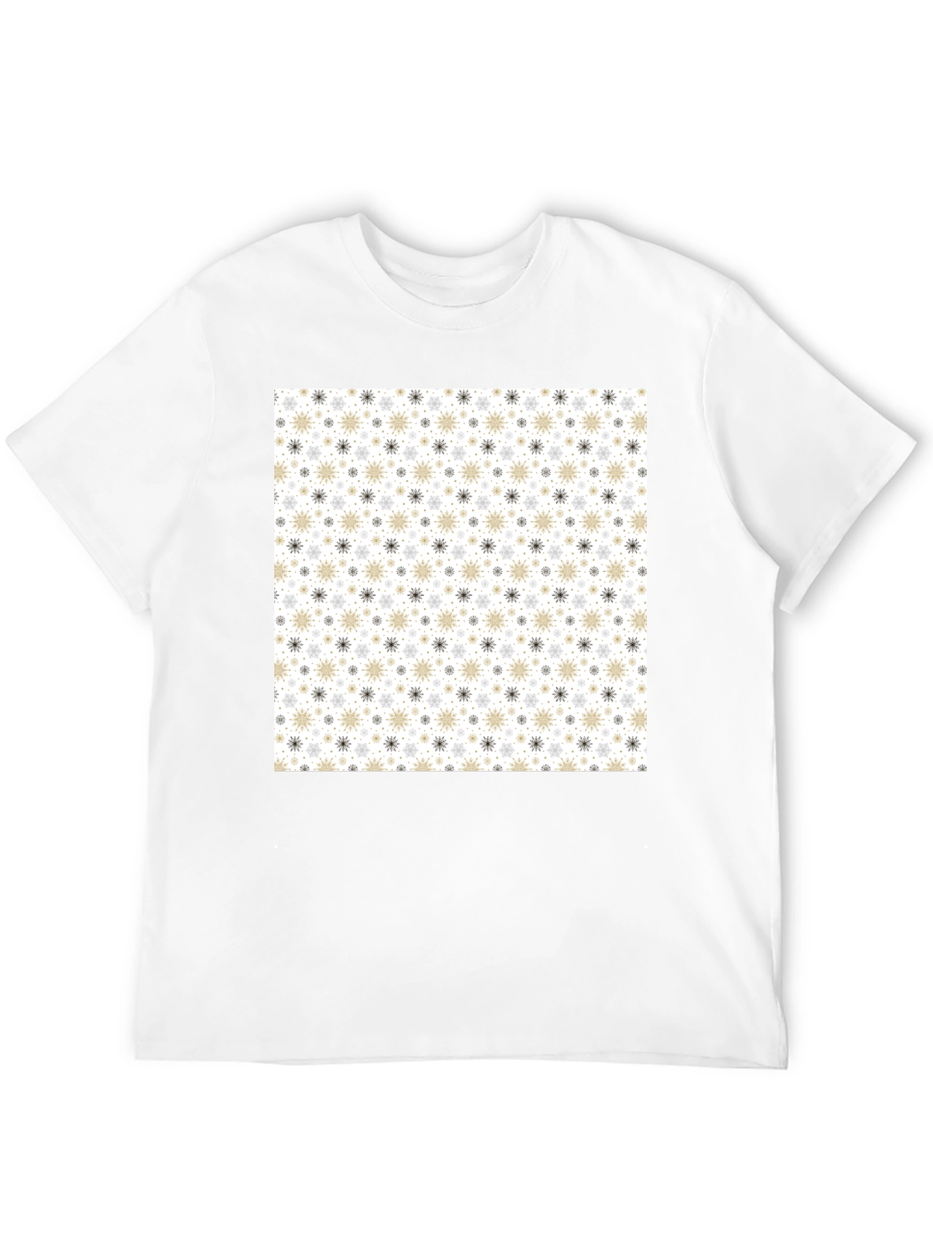 Snowflake Pattern Black T-Shirt