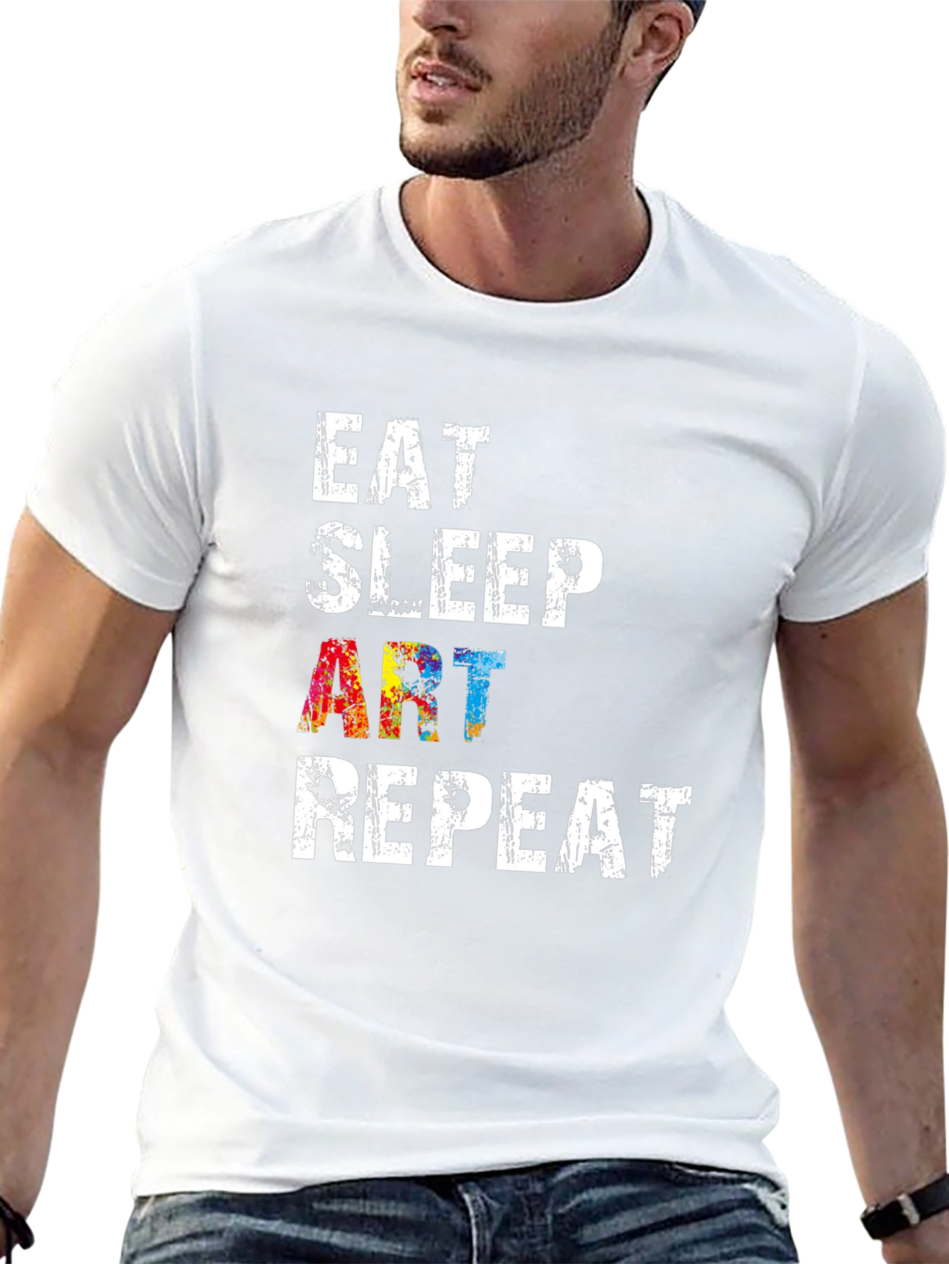 Eat Sleep Art Repeat Black Graphic T-Shirt