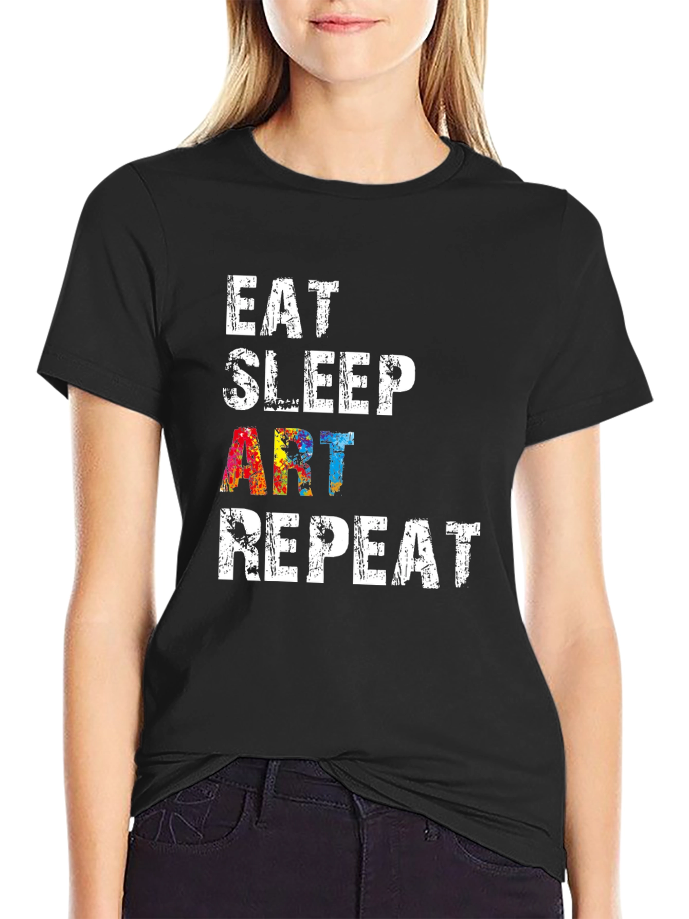 Eat Sleep Art Repeat Black Graphic T-Shirt