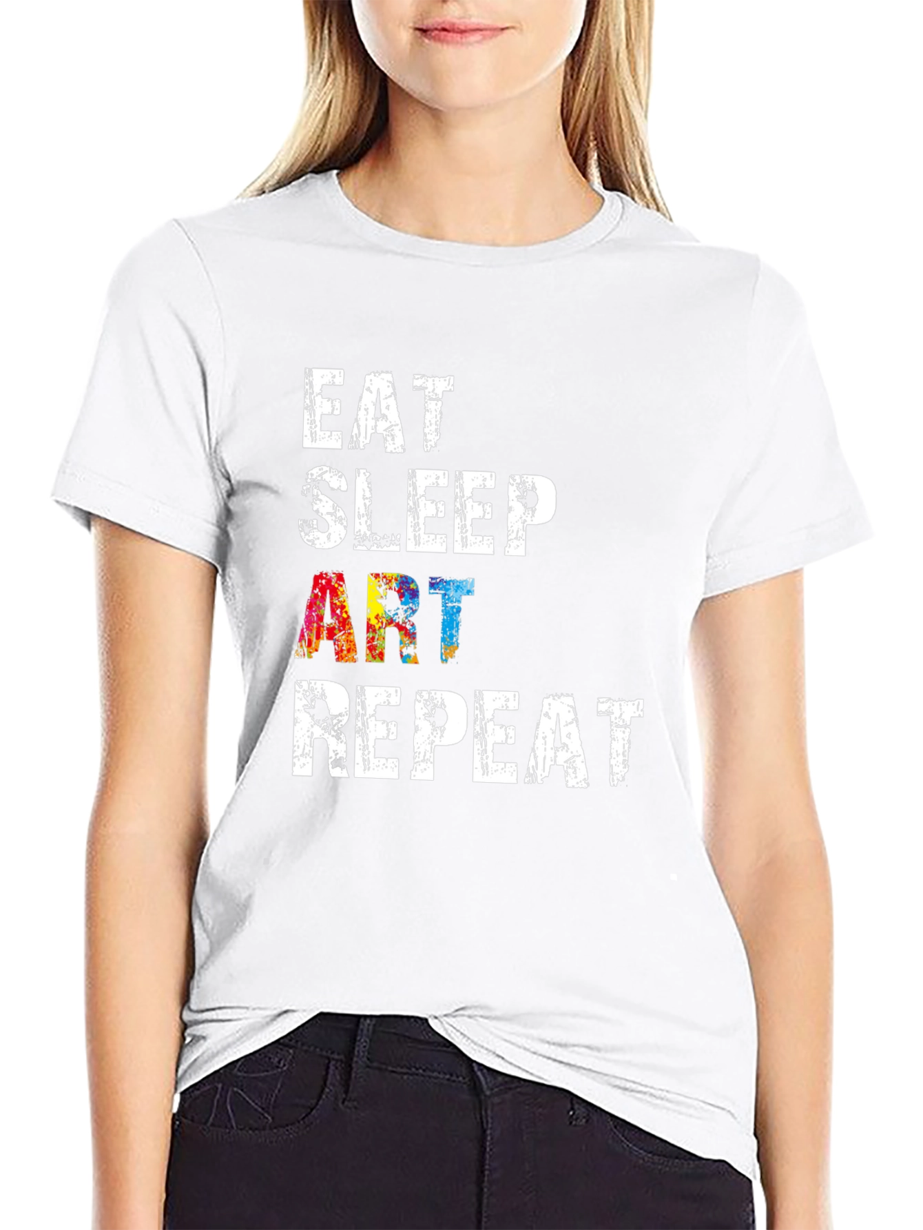 Eat Sleep Art Repeat Black Graphic T-Shirt