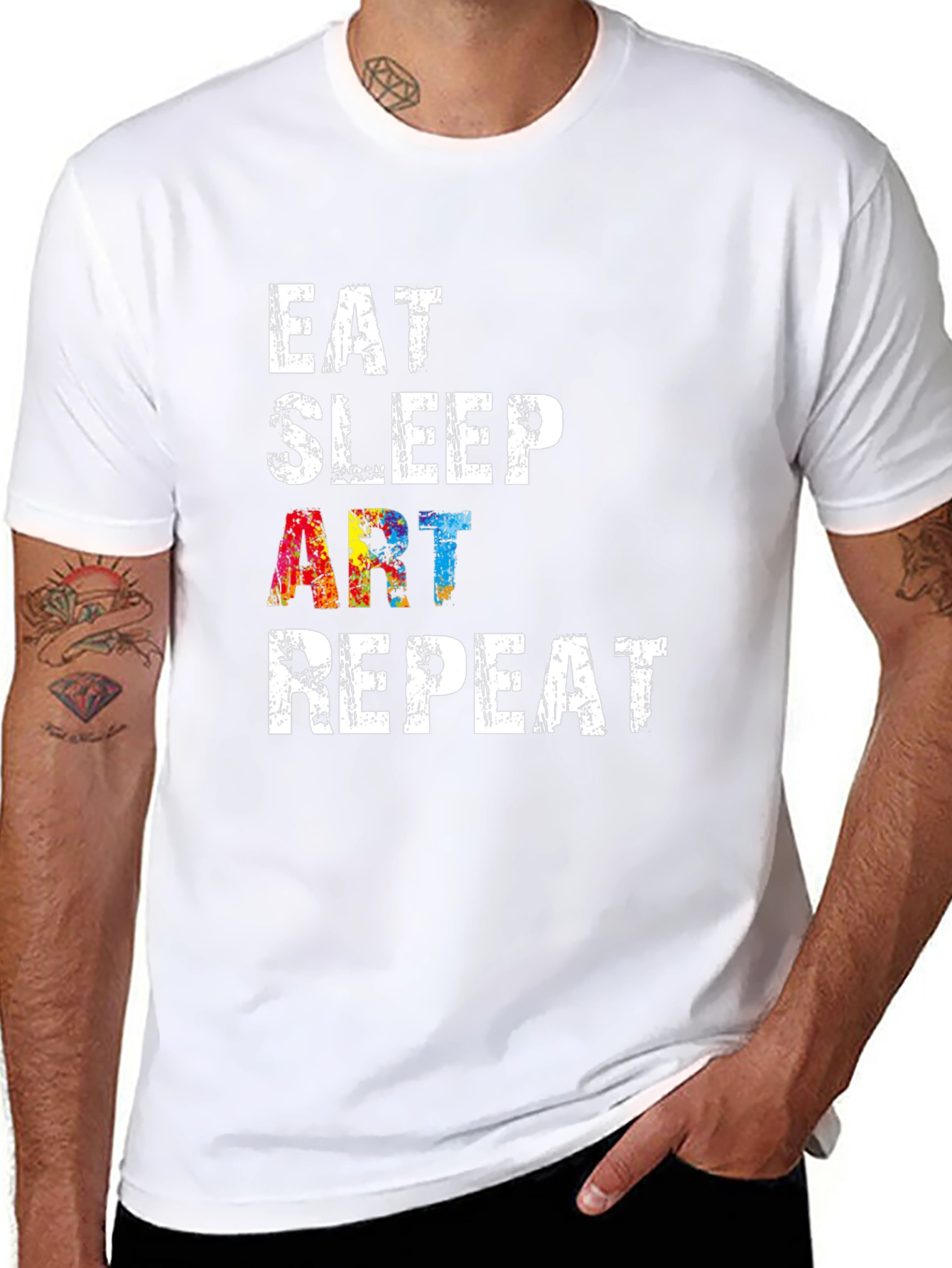 Eat Sleep Art Repeat Black Graphic T-Shirt
