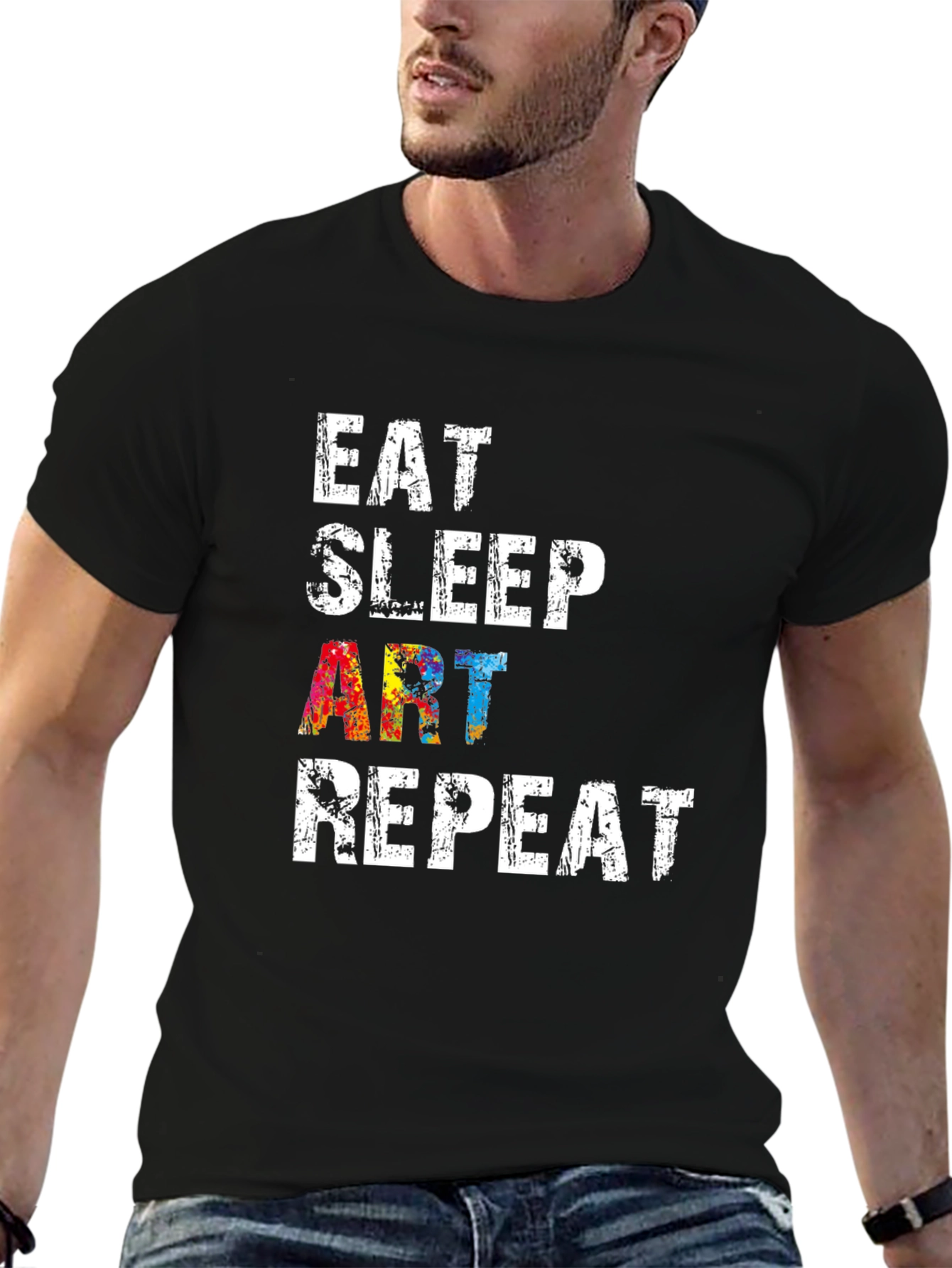Eat Sleep Art Repeat Black Graphic T-Shirt