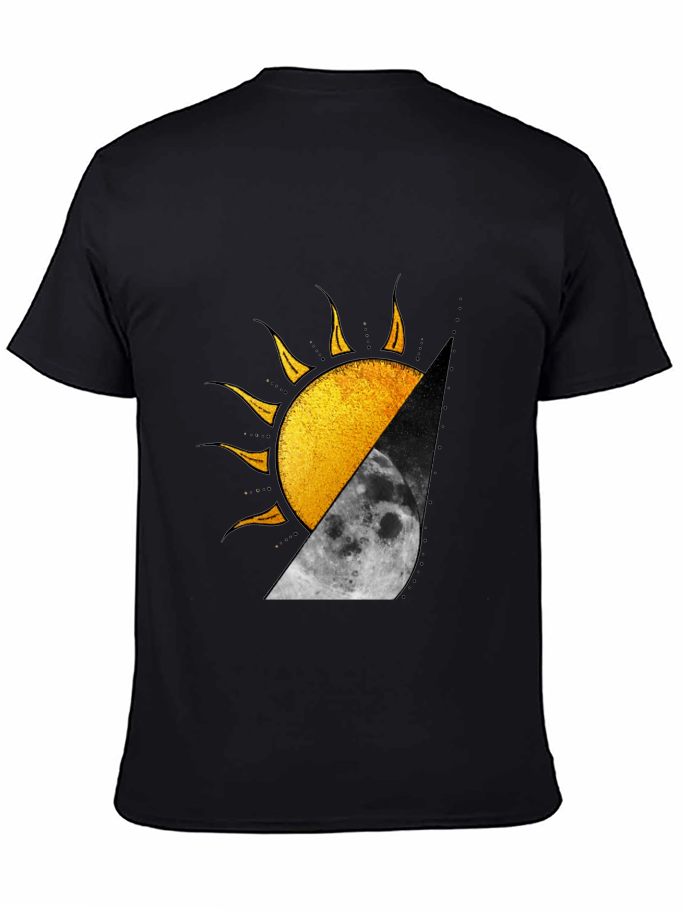 Sun and Moon Graphic Print Black T-Shirt