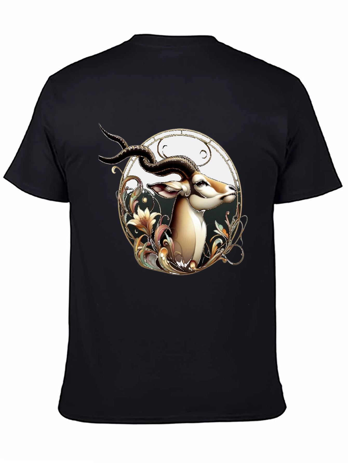 Stylish Black T-Shirt with Gazelle Graphic Design