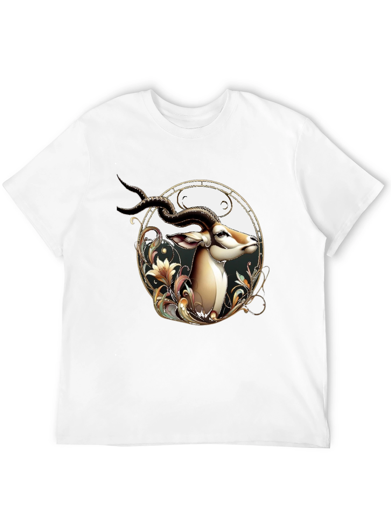 Stylish Black T-Shirt with Gazelle Graphic Design