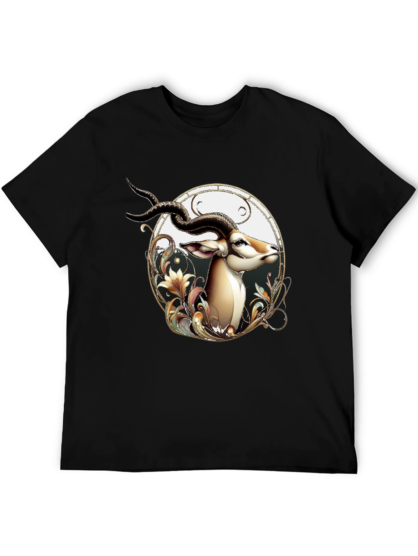 Stylish Black T-Shirt with Gazelle Graphic Design