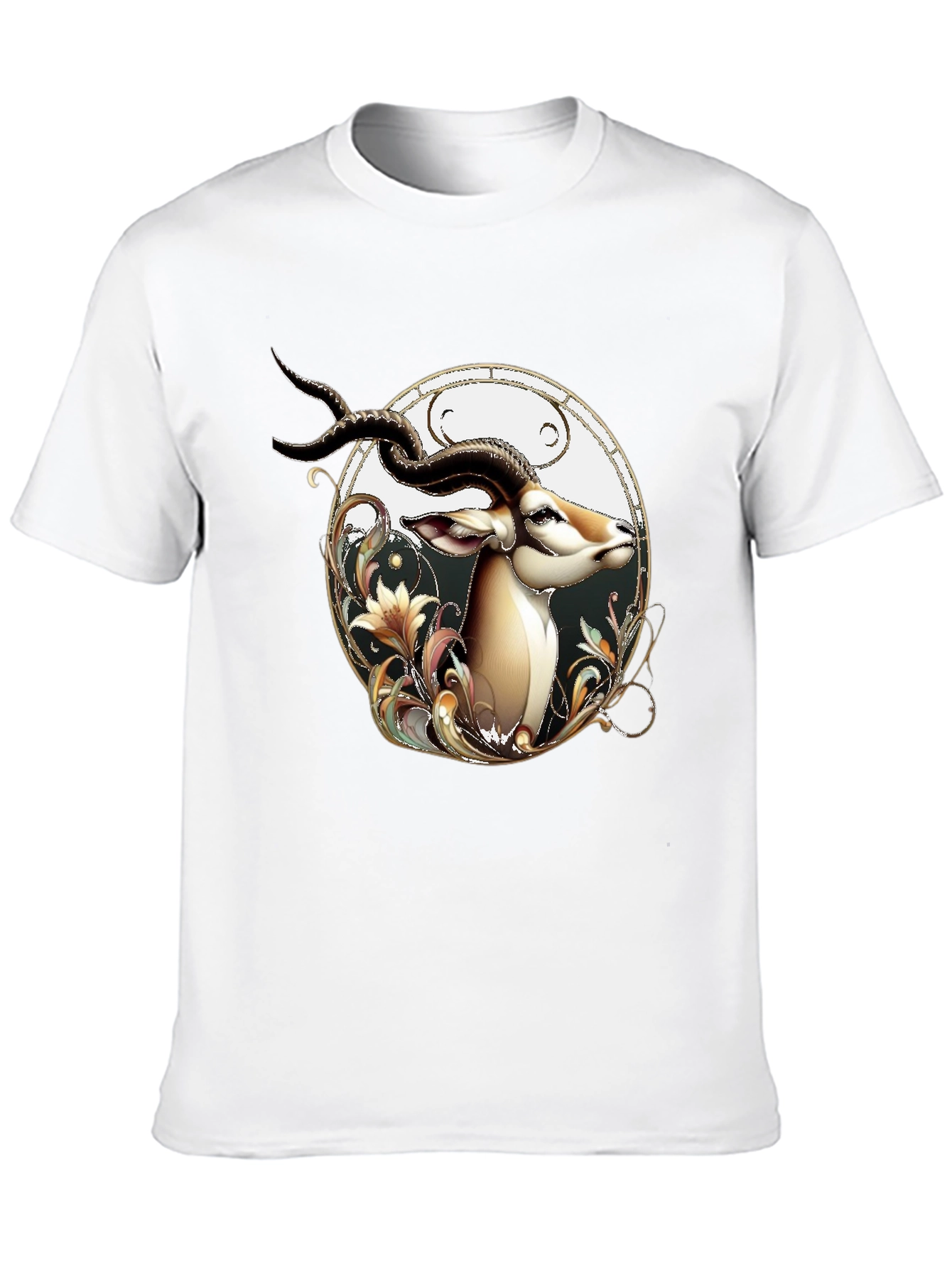 Stylish Black T-Shirt with Gazelle Graphic Design