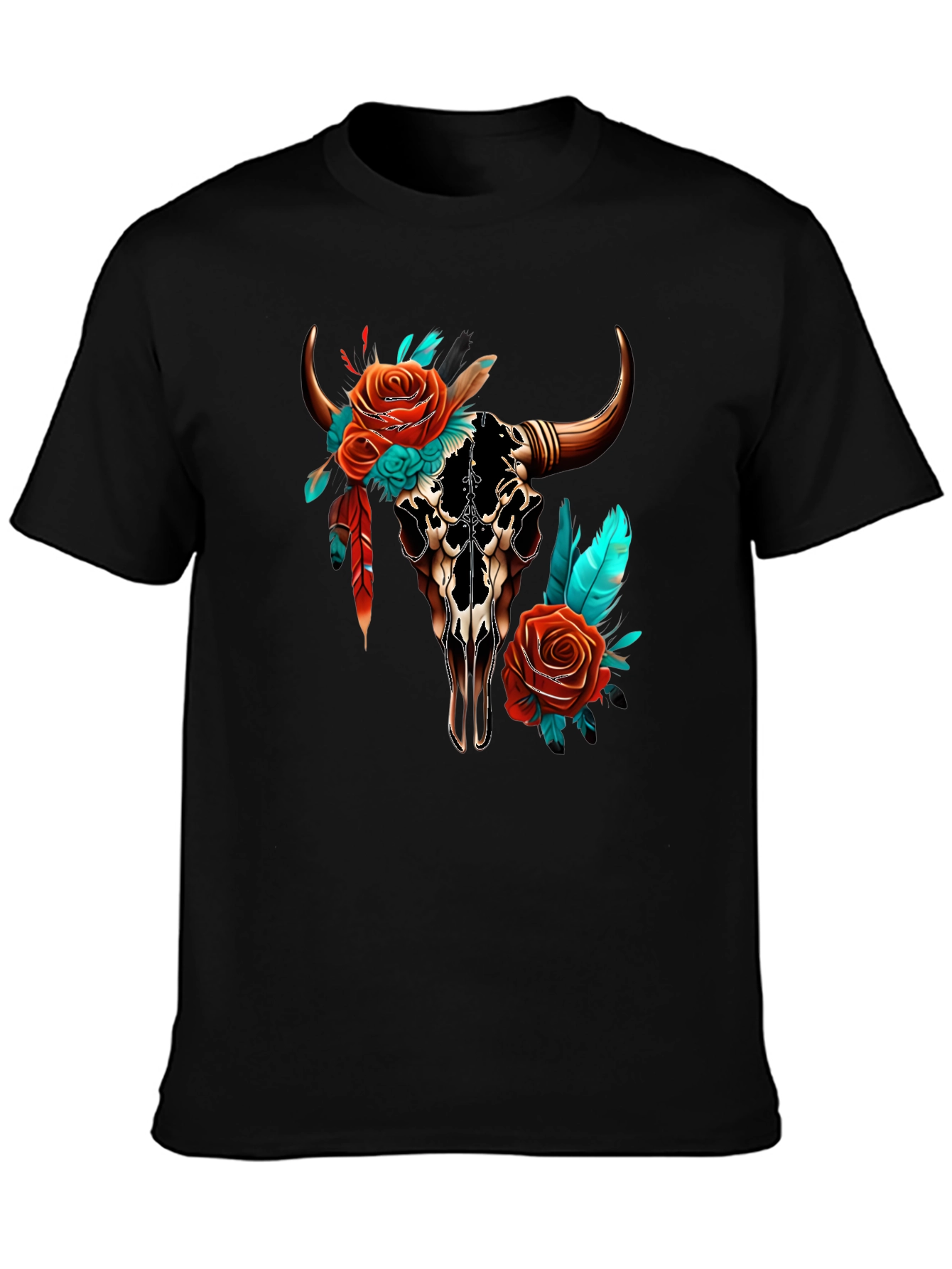 Floral Bull Skull T-Shirt - Western Style Tee