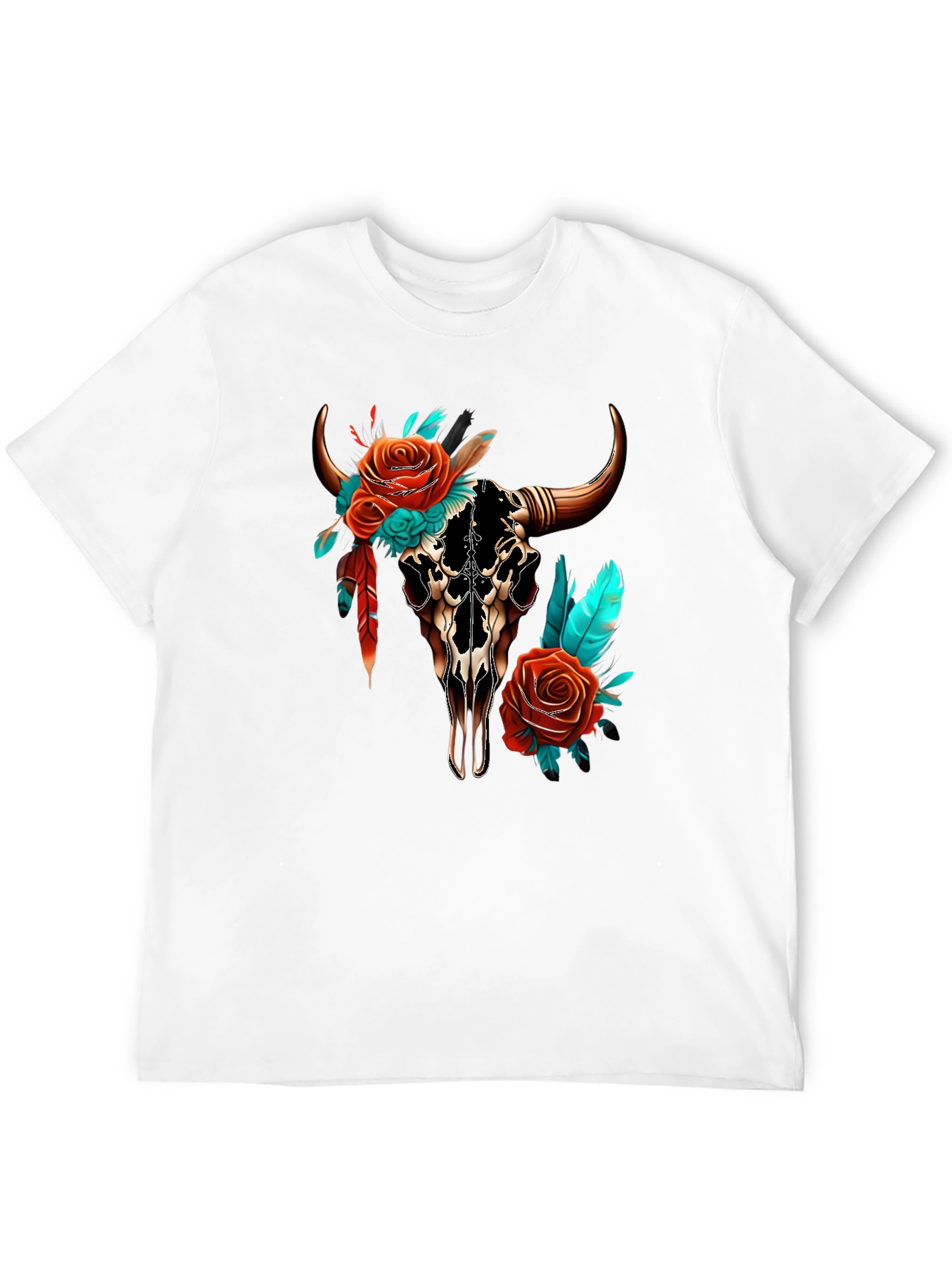 Floral Bull Skull T-Shirt - Western Style Tee