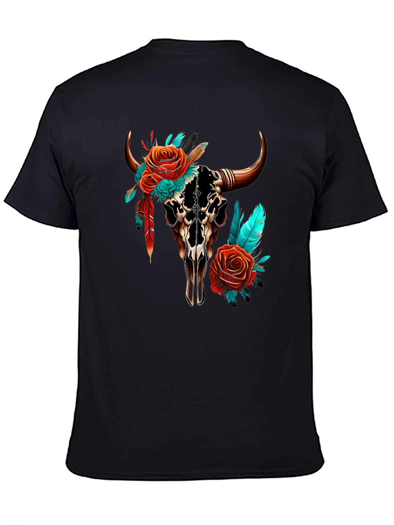 Floral Bull Skull T-Shirt - Western Style Tee