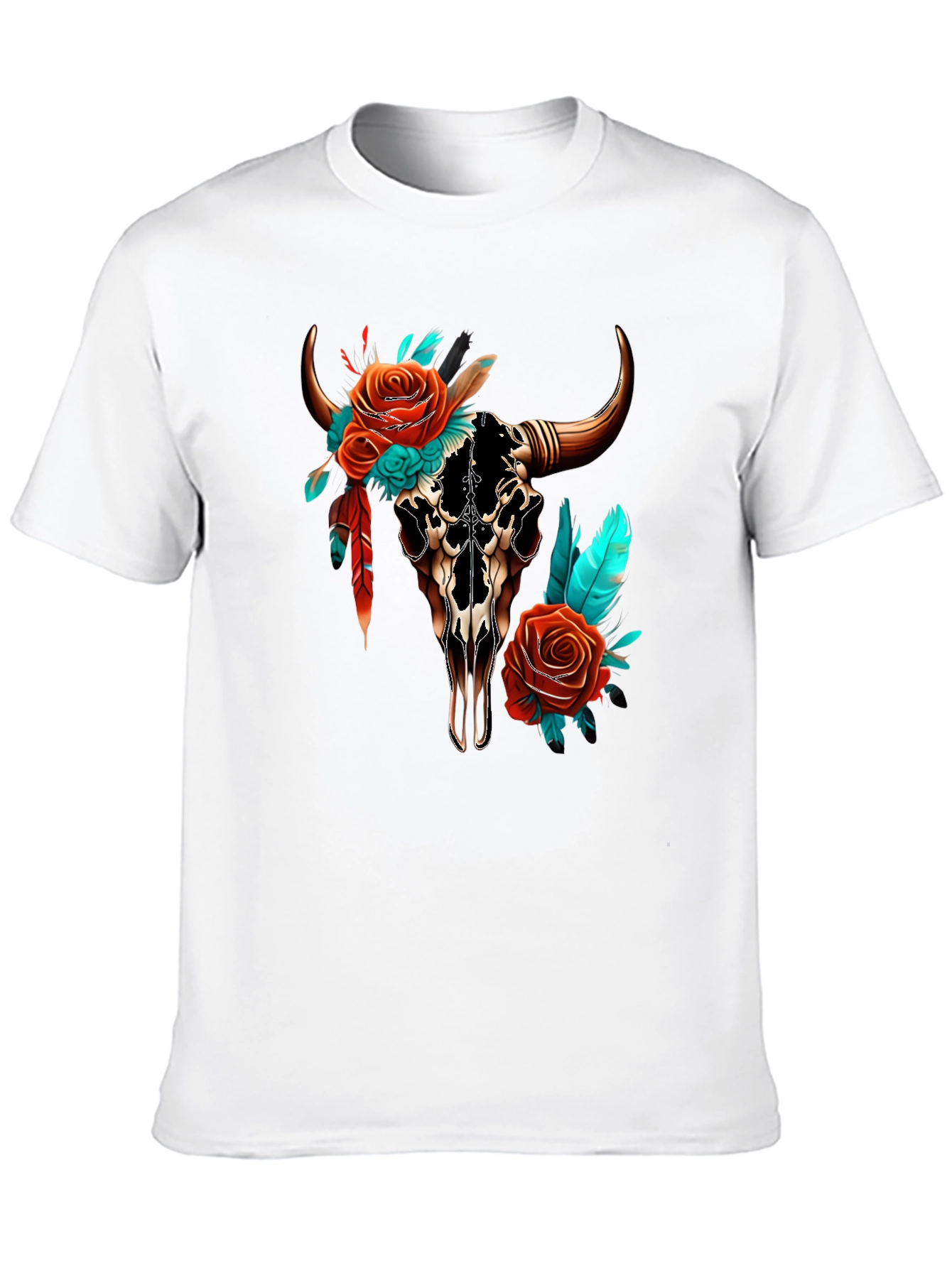 Floral Bull Skull T-Shirt - Western Style Tee