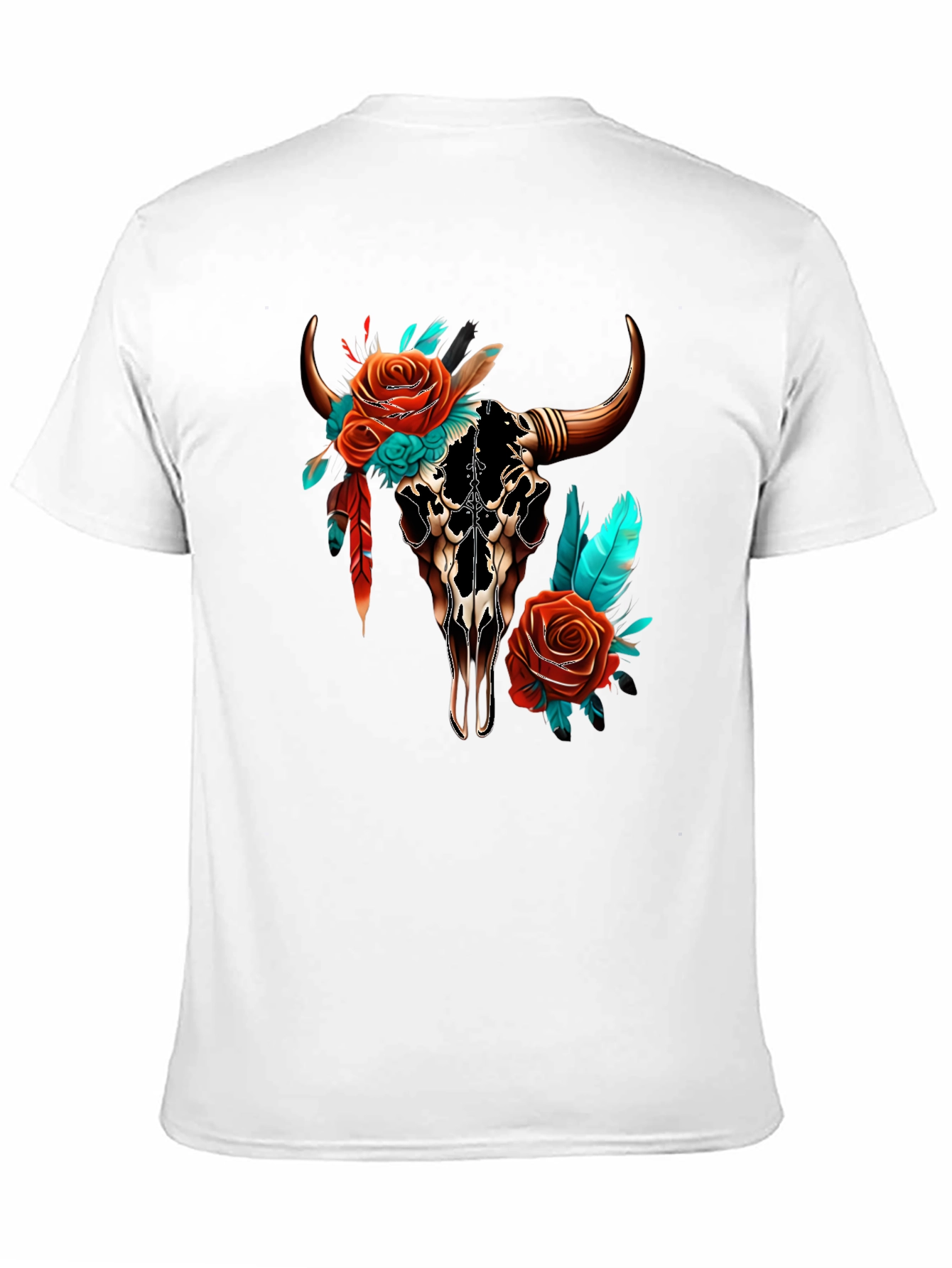 Floral Bull Skull T-Shirt - Western Style Tee