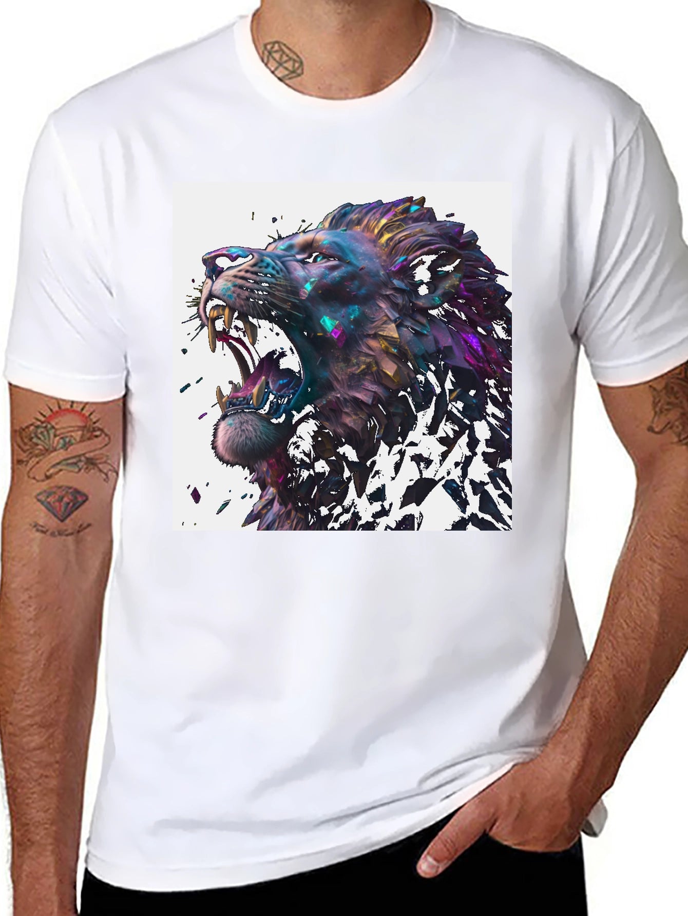 Roaring Lion Graphic Tee - Abstract Art Print