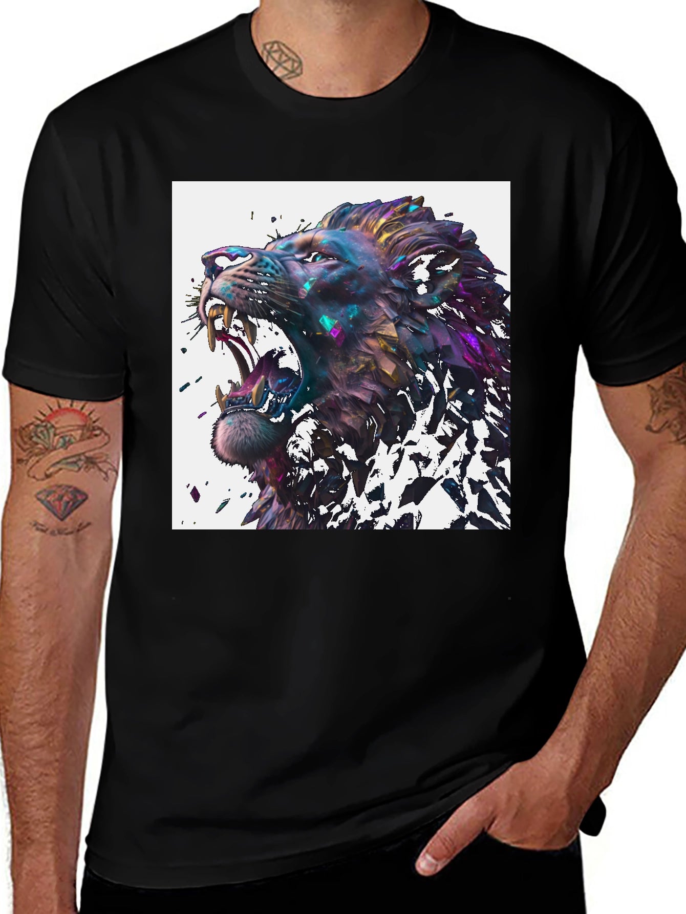 Roaring Lion Graphic Tee - Abstract Art Print