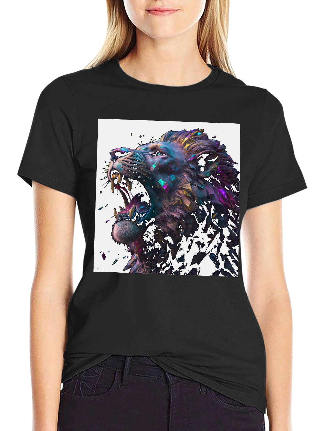 Roaring Lion Graphic Tee - Abstract Art Print