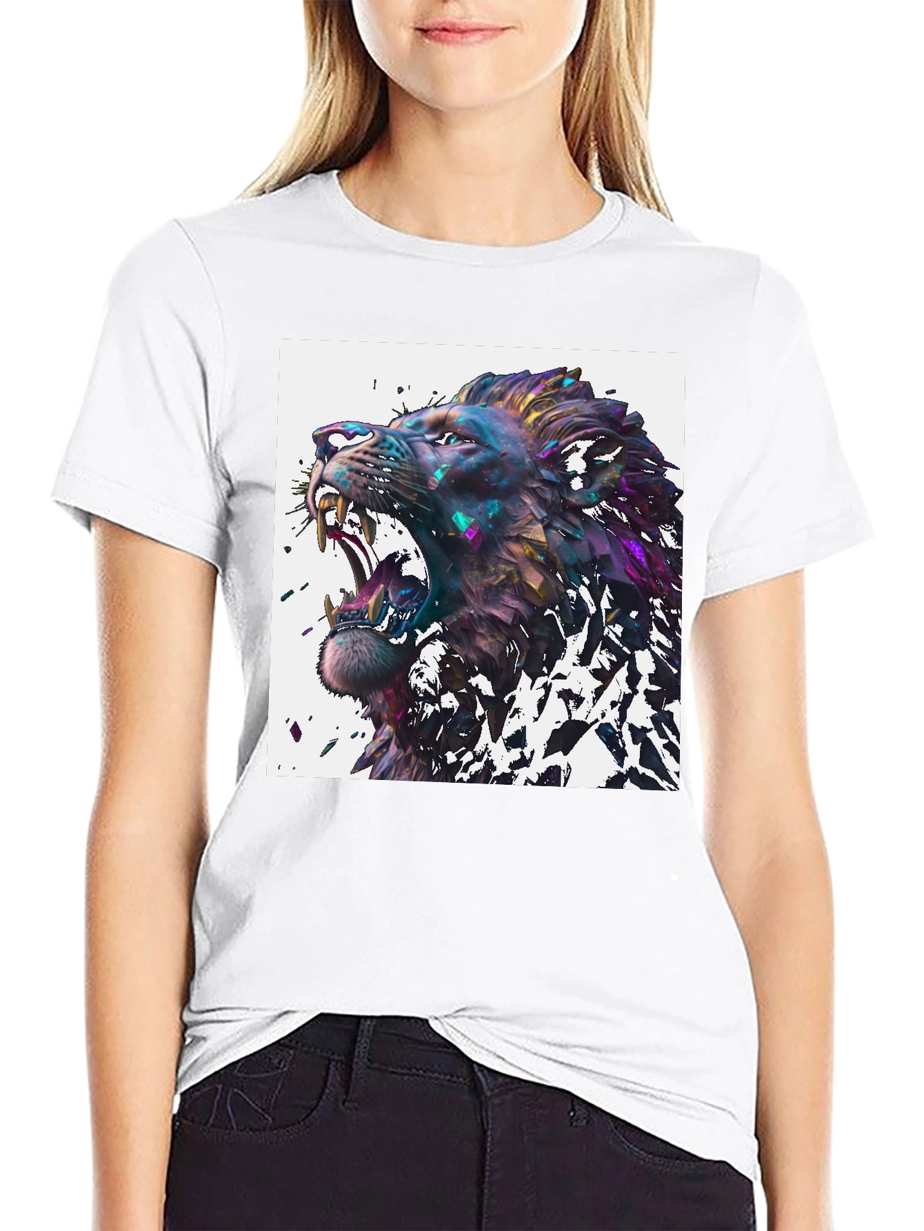 Roaring Lion Graphic Tee - Abstract Art Print