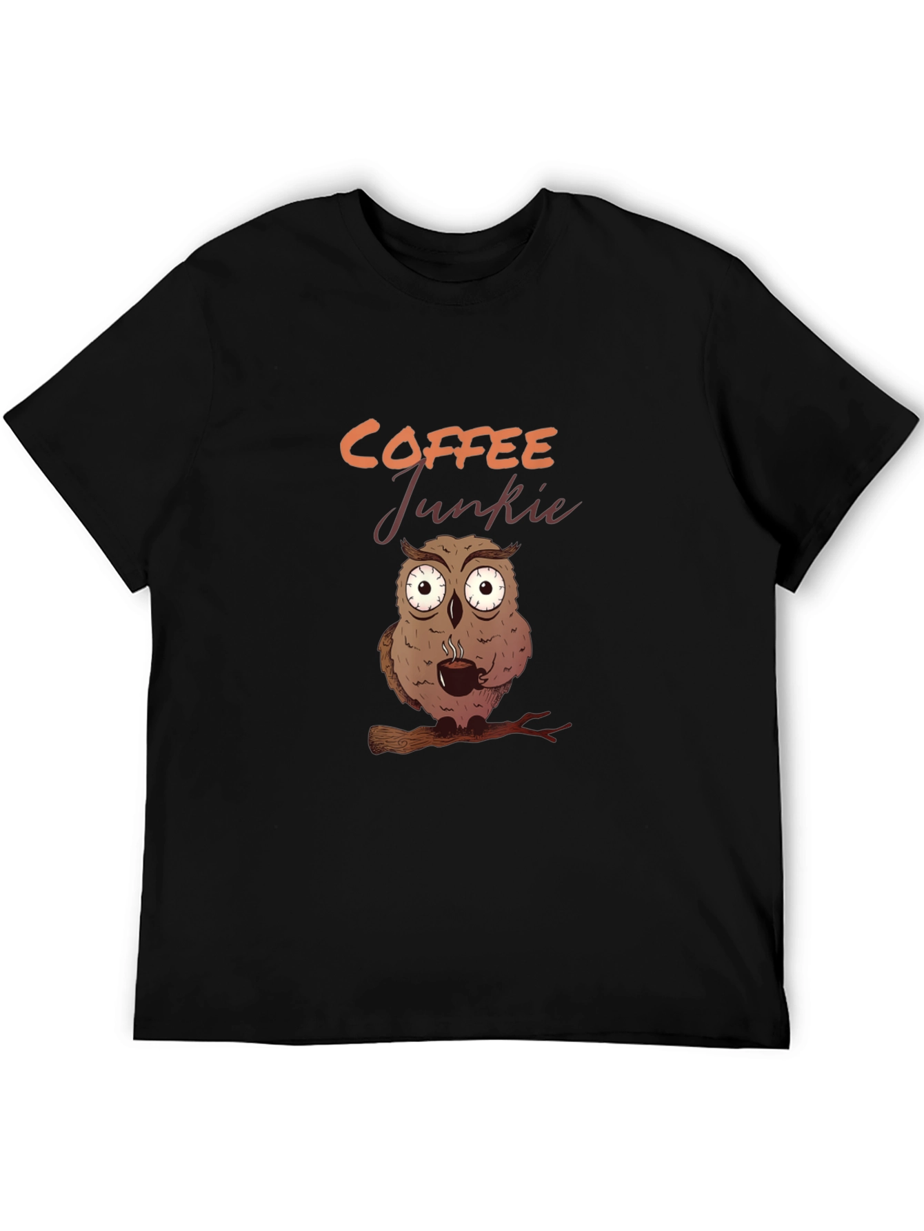 Coffee Junkie Owl Graphic Tee - Black T-Shirt