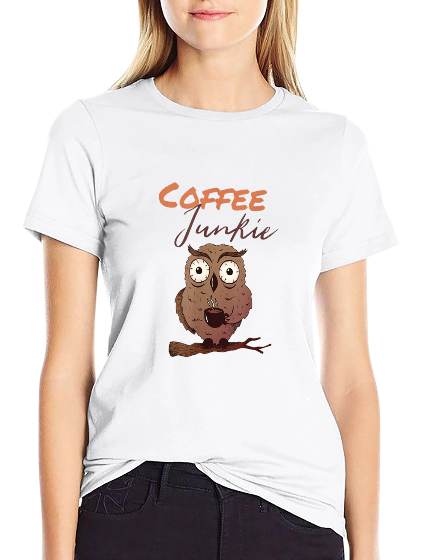 Coffee Junkie Owl Graphic Tee - Black T-Shirt