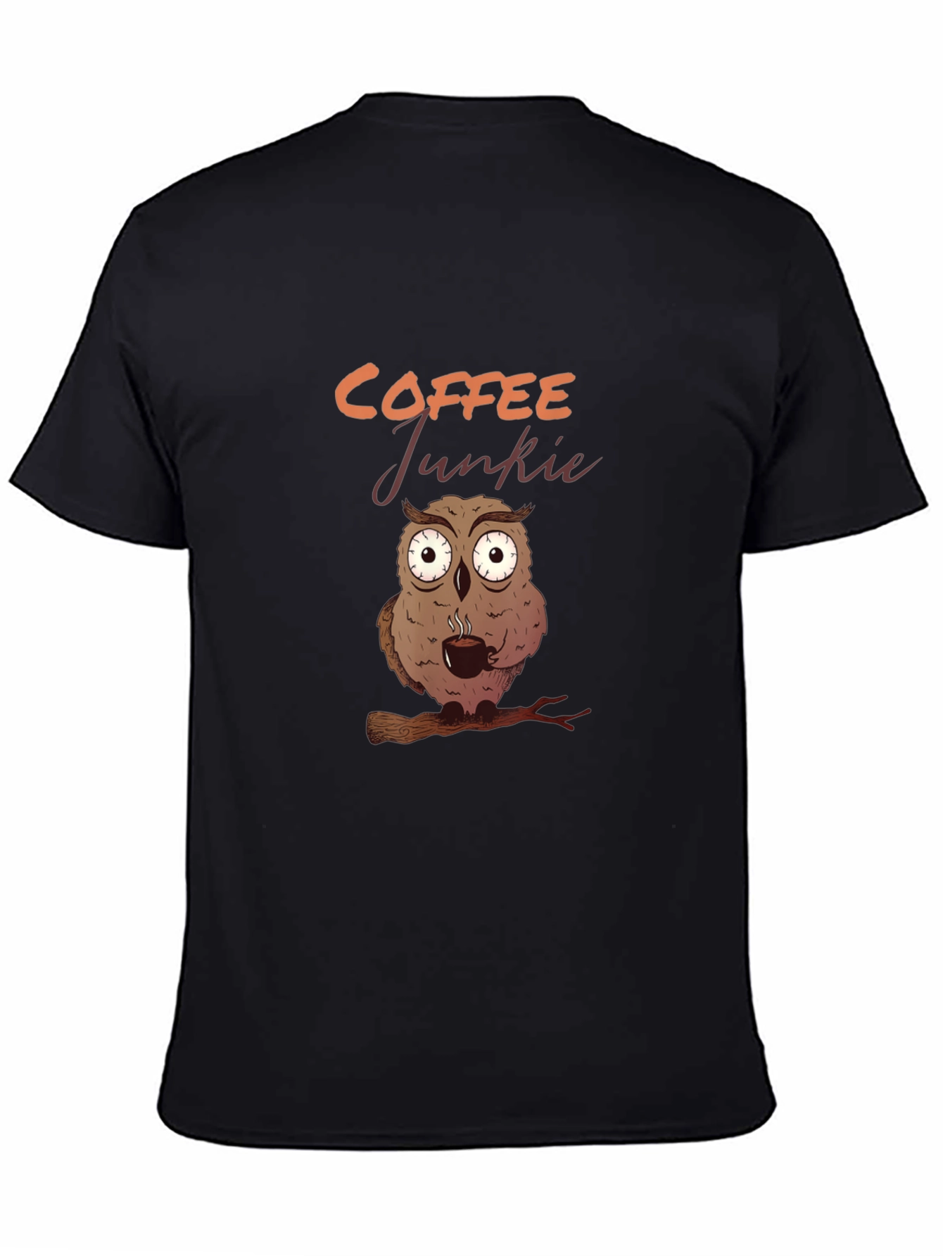 Coffee Junkie Owl Graphic Tee - Black T-Shirt