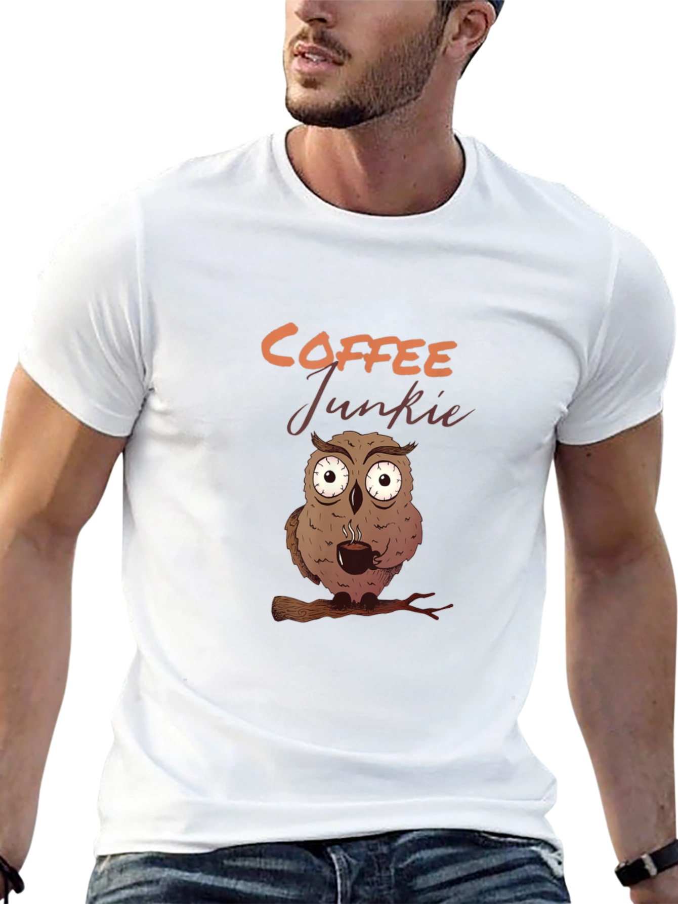 Coffee Junkie Owl Graphic Tee - Black T-Shirt