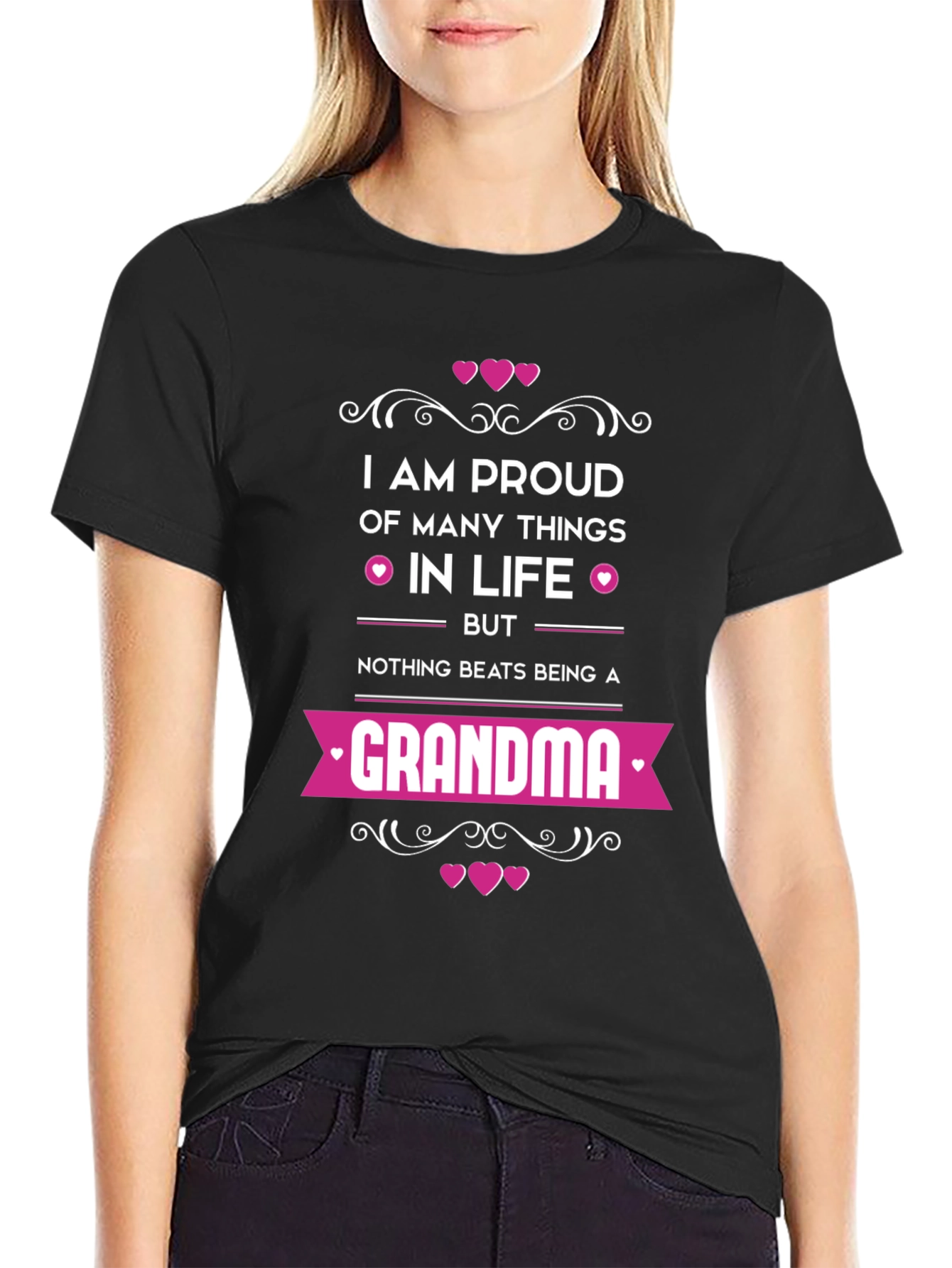 Proud Grandma T-Shirt - Black Graphic Tee