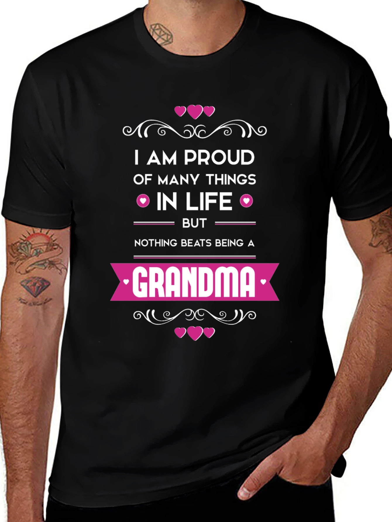 Proud Grandma T-Shirt - Black Graphic Tee