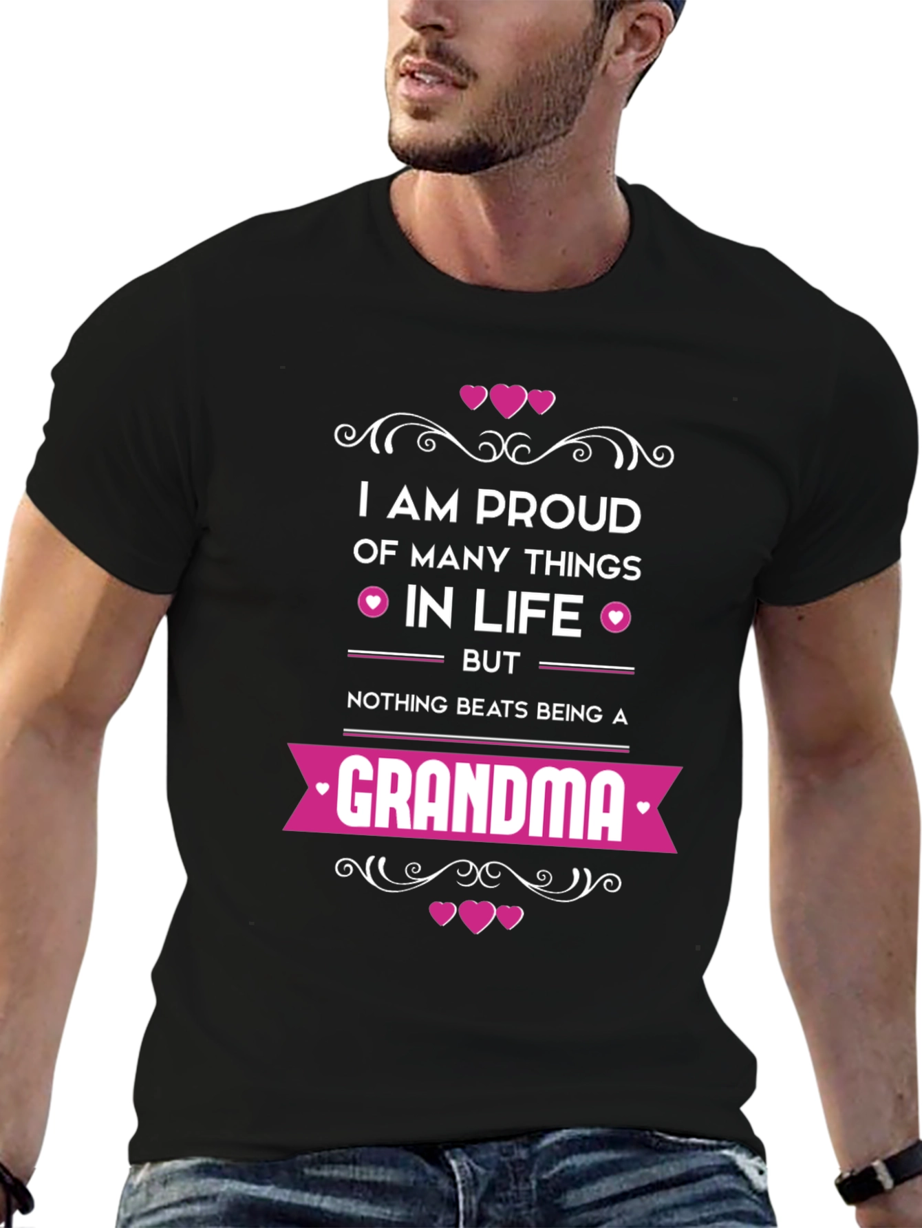 Proud Grandma T-Shirt - Black Graphic Tee