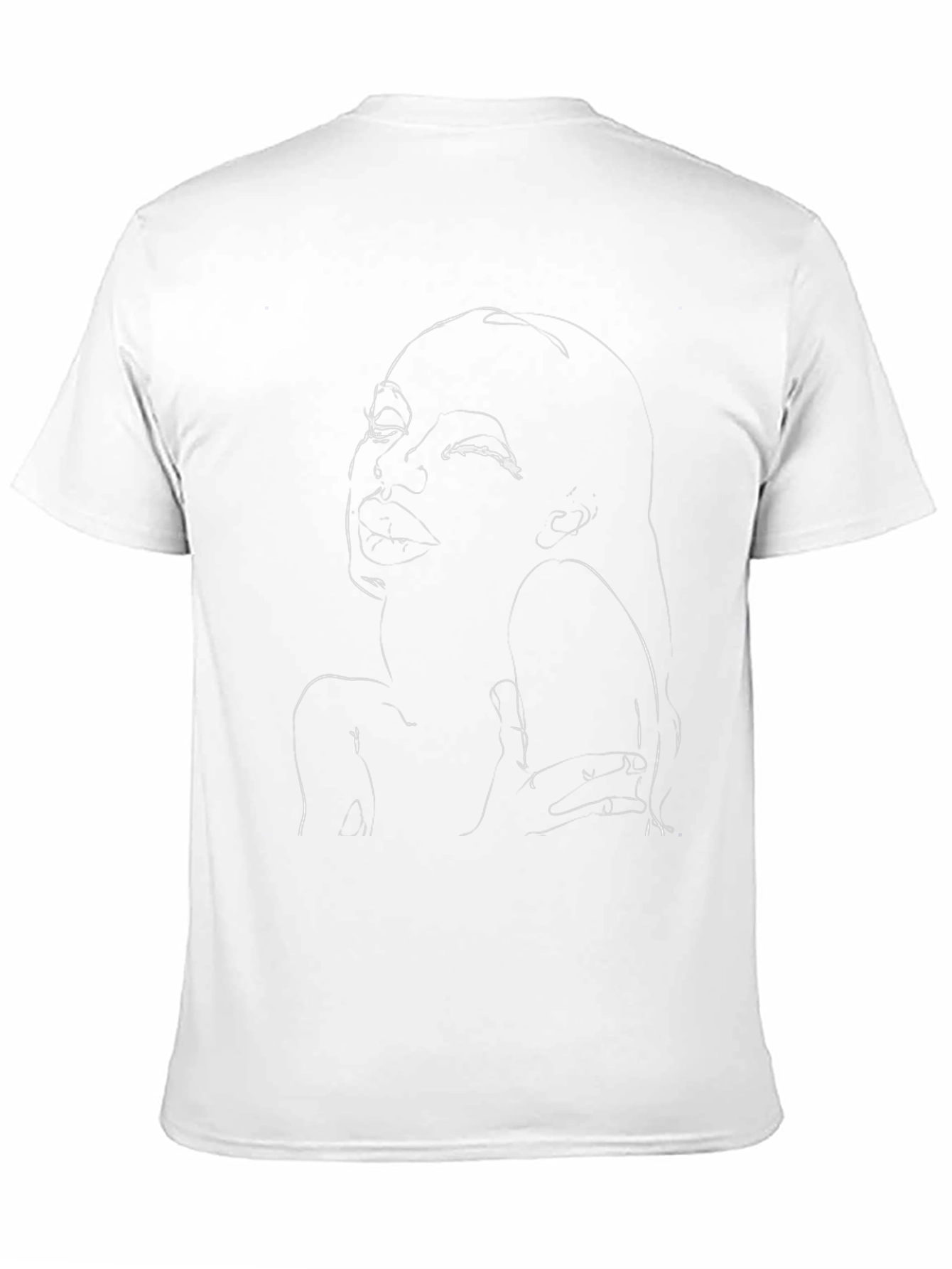 Abstract Line Art Face Graphic Black T-Shirt