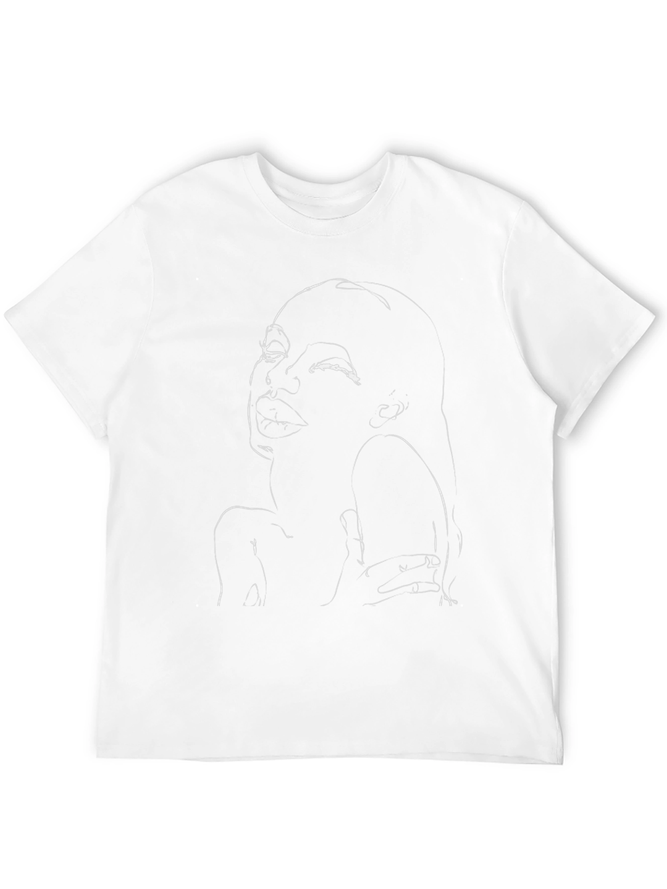Abstract Line Art Face Graphic Black T-Shirt