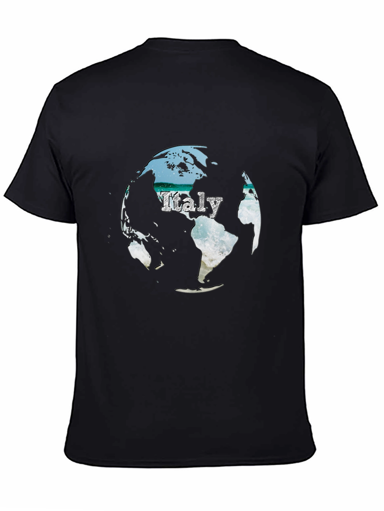 Italy Globe Graphic T-Shirt - Black