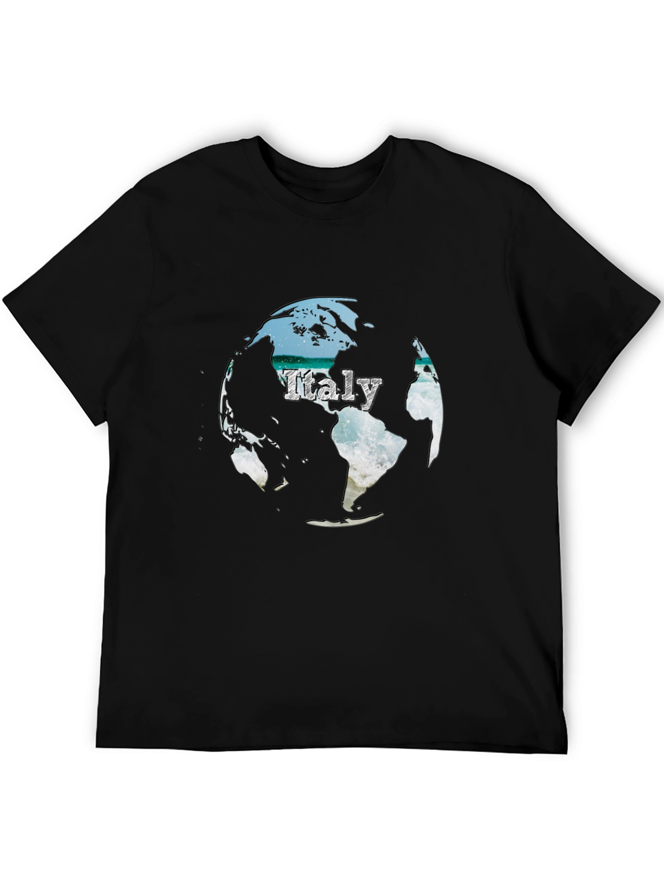 Italy Globe Graphic T-Shirt - Black