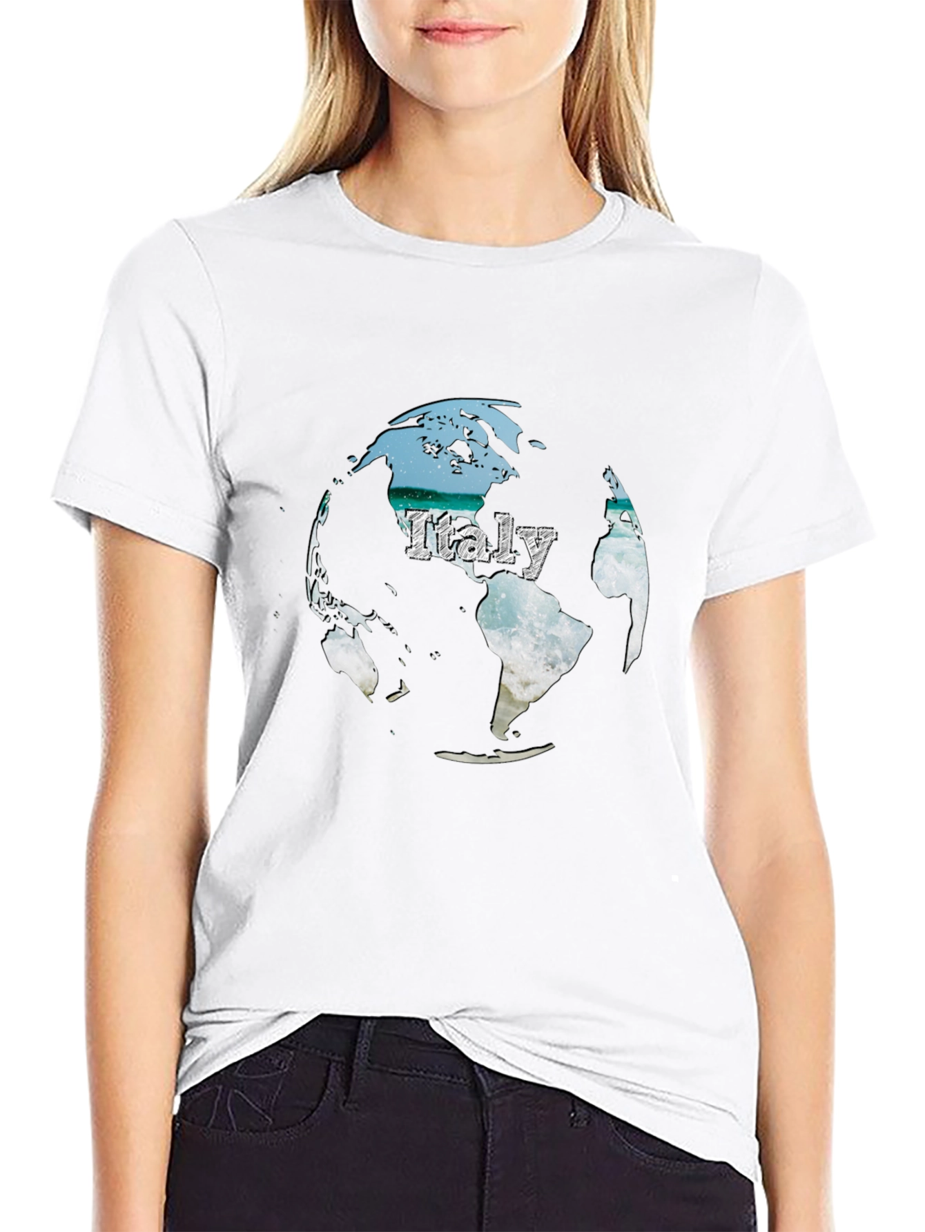 Italy Globe Graphic T-Shirt - Black