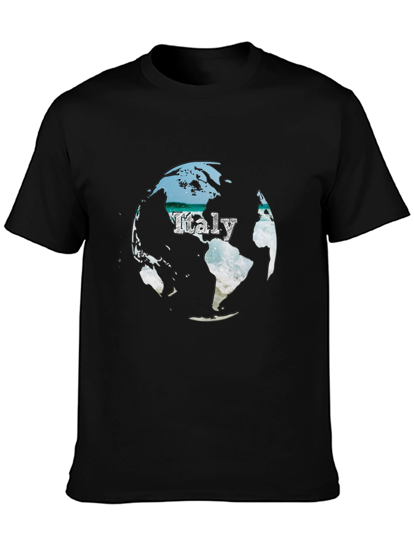 Italy Globe Graphic T-Shirt - Black