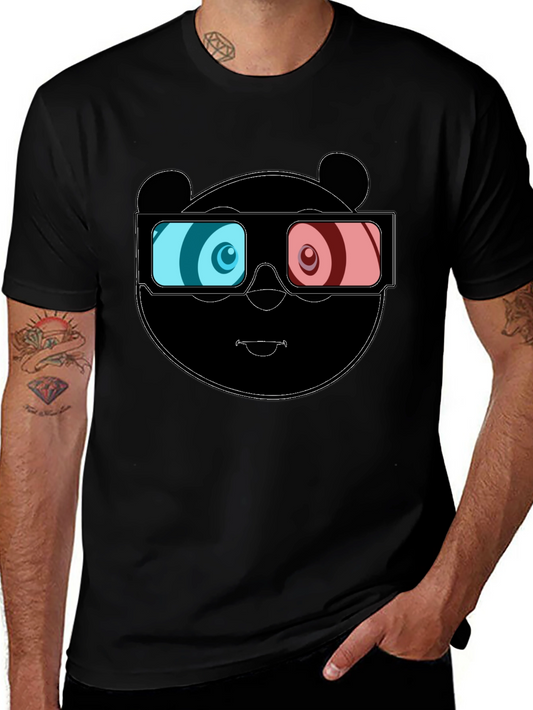 3D Panda Graphic Tee - Cool Black T-Shirt