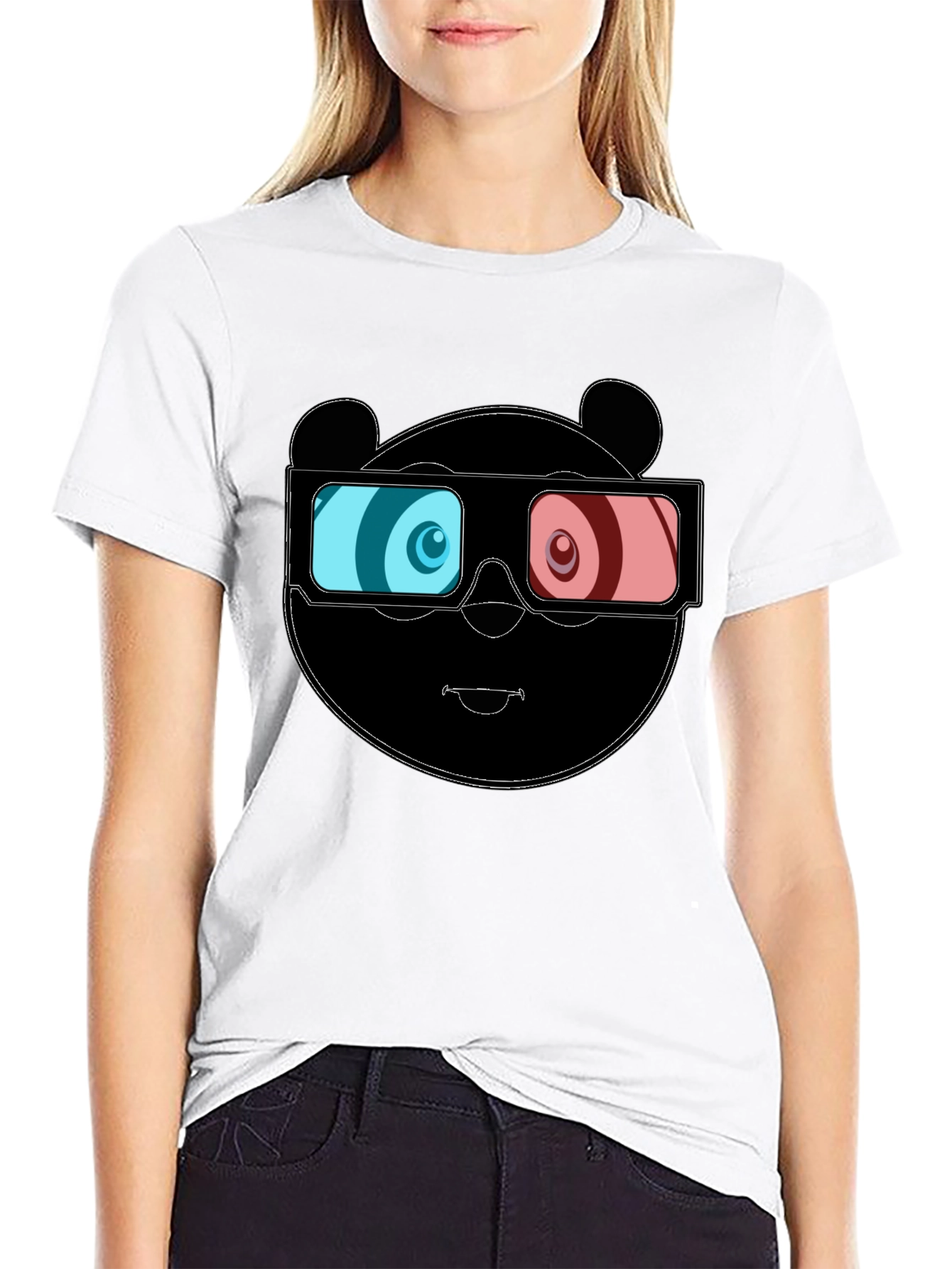 3D Panda Graphic Tee - Cool Black T-Shirt