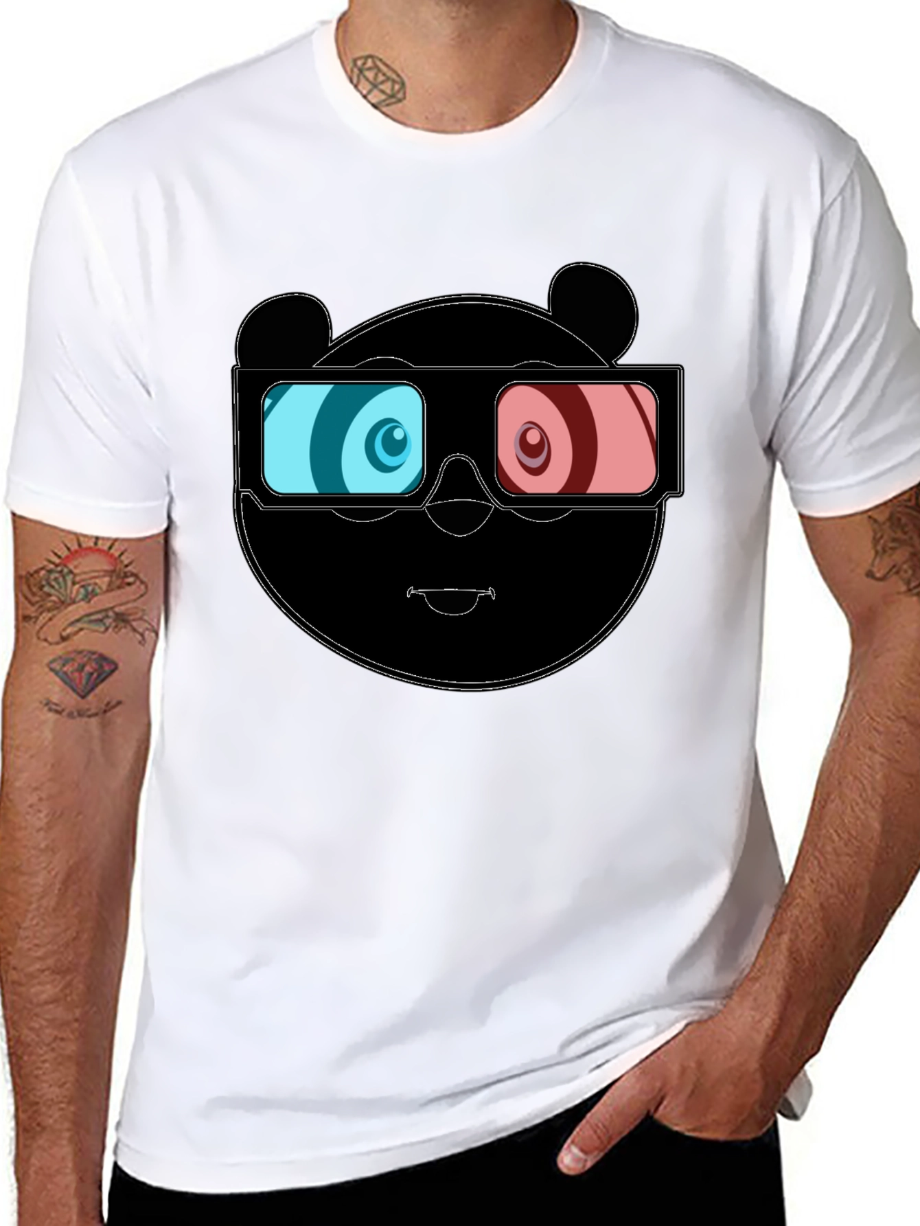 3D Panda Graphic Tee - Cool Black T-Shirt