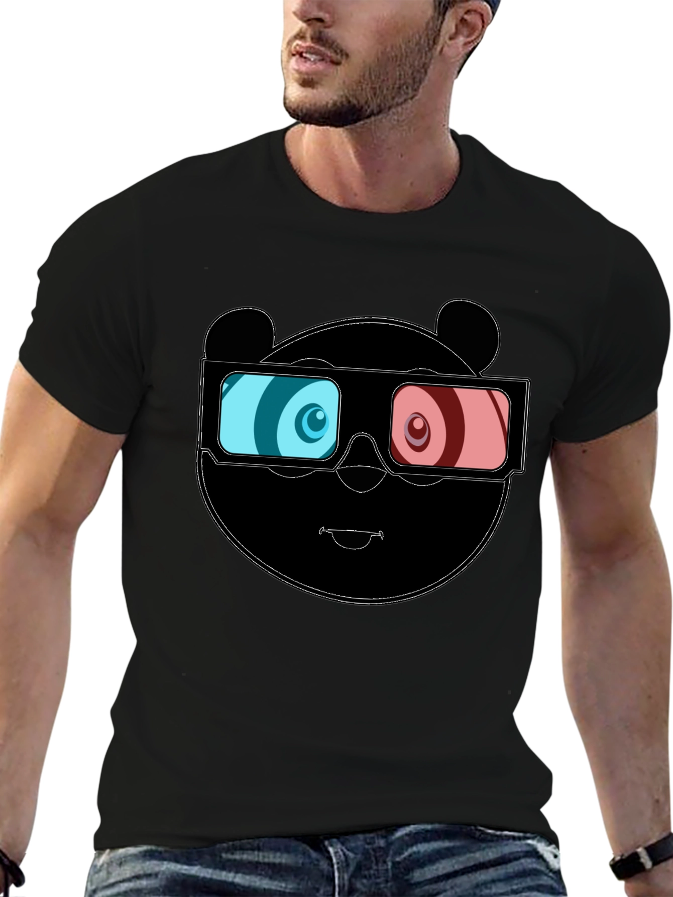 3D Panda Graphic Tee - Cool Black T-Shirt