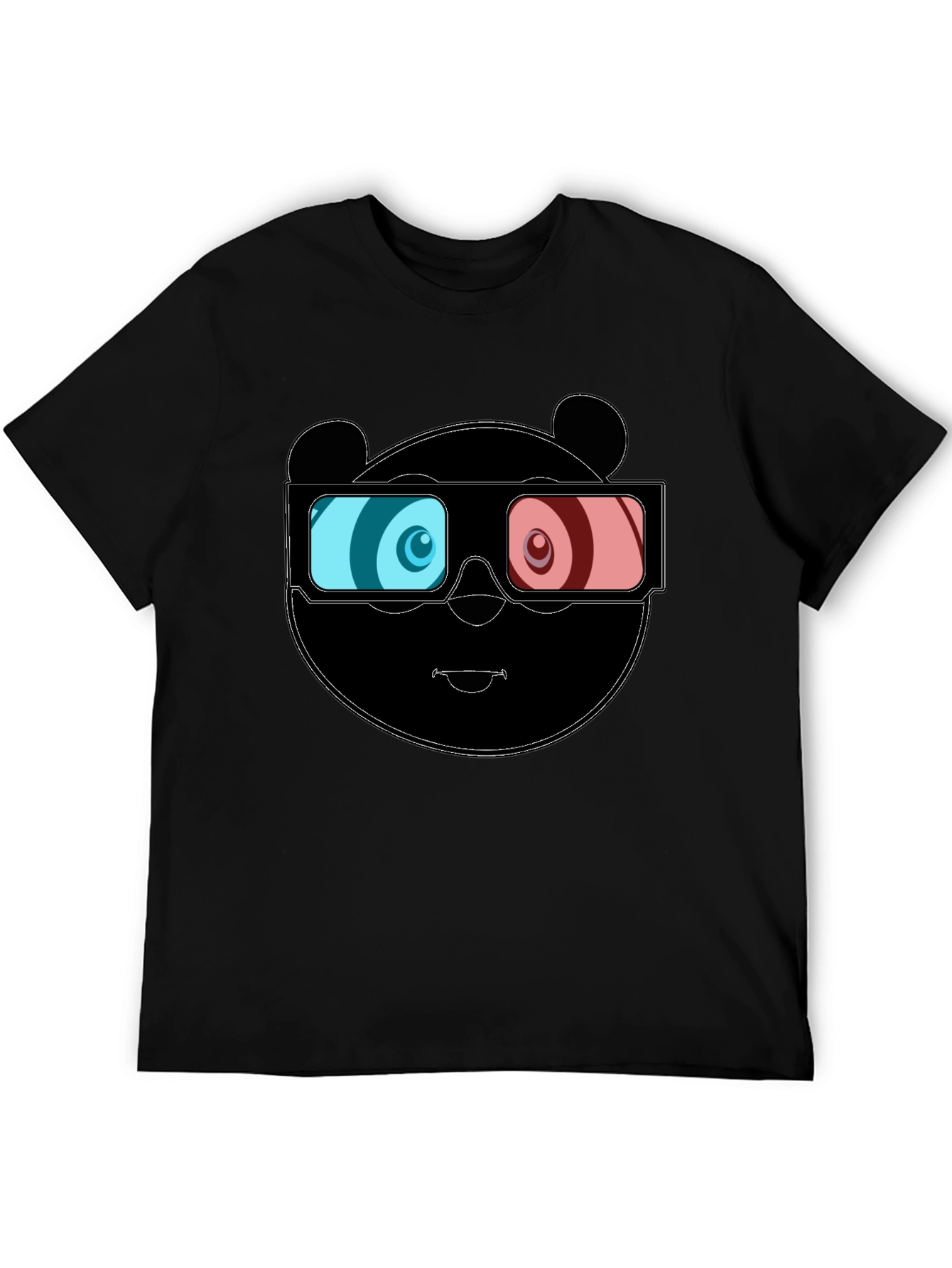 3D Panda Graphic Tee - Cool Black T-Shirt
