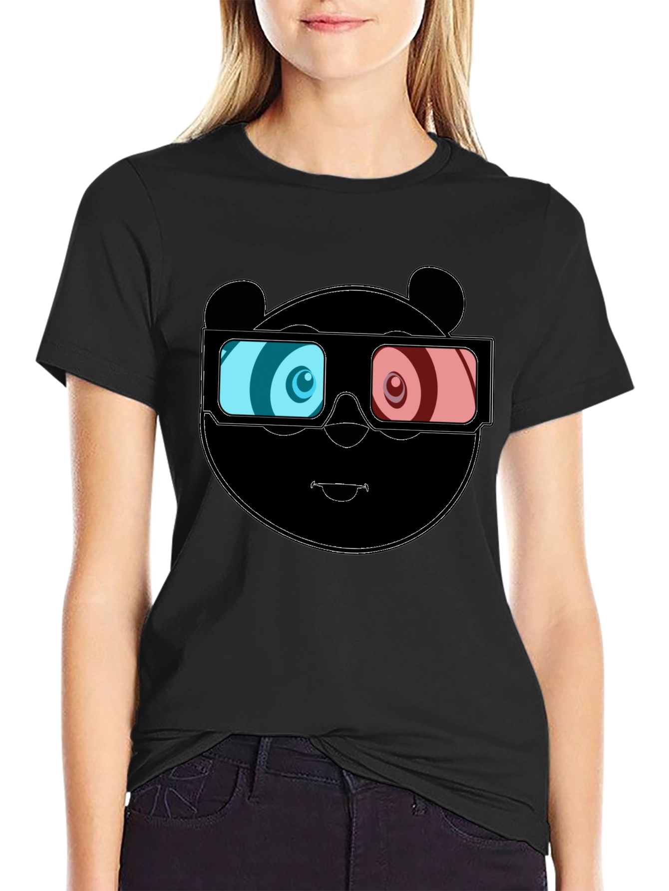3D Panda Graphic Tee - Cool Black T-Shirt