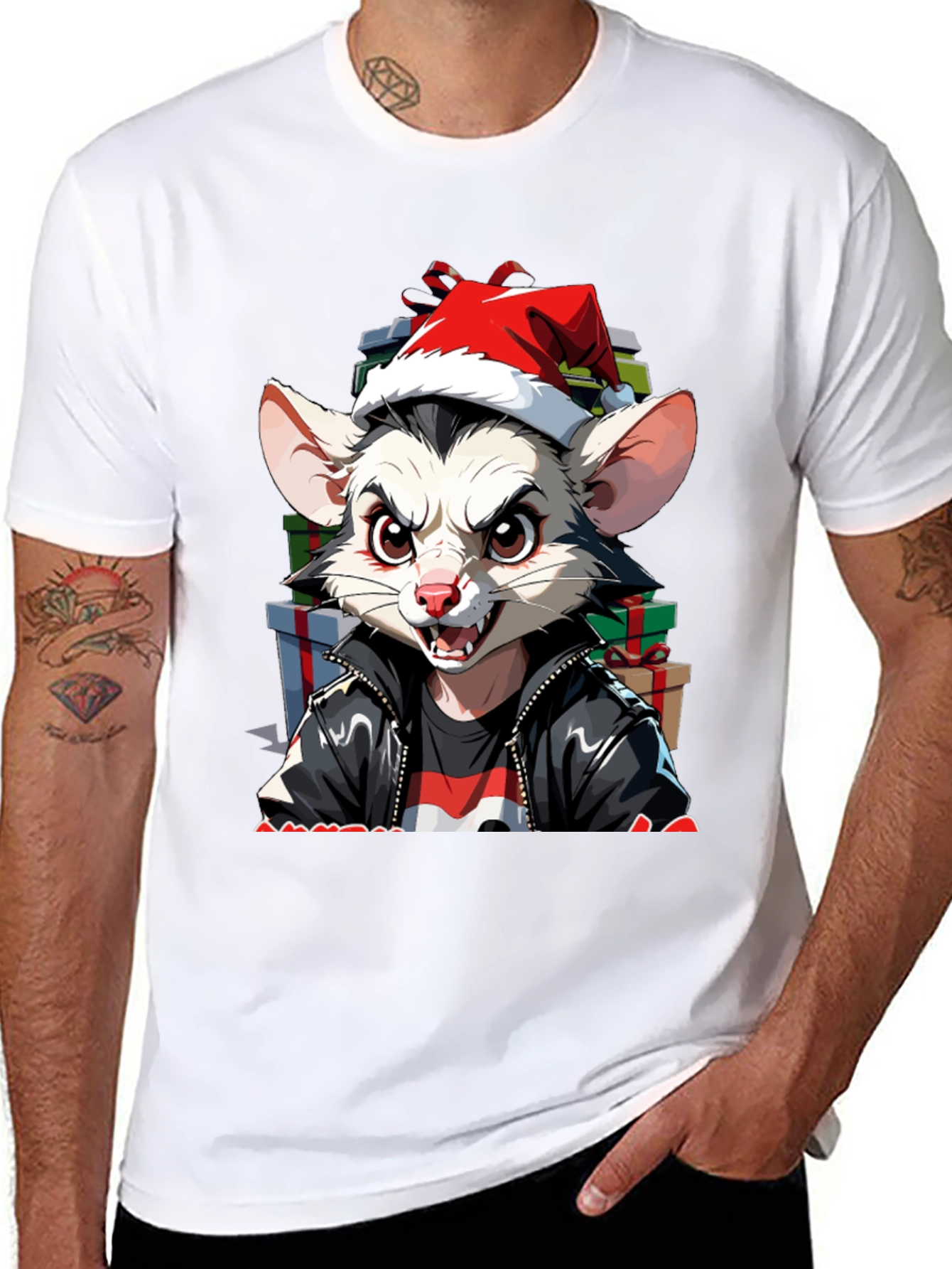 Festive Opossum Tee - Holiday Style