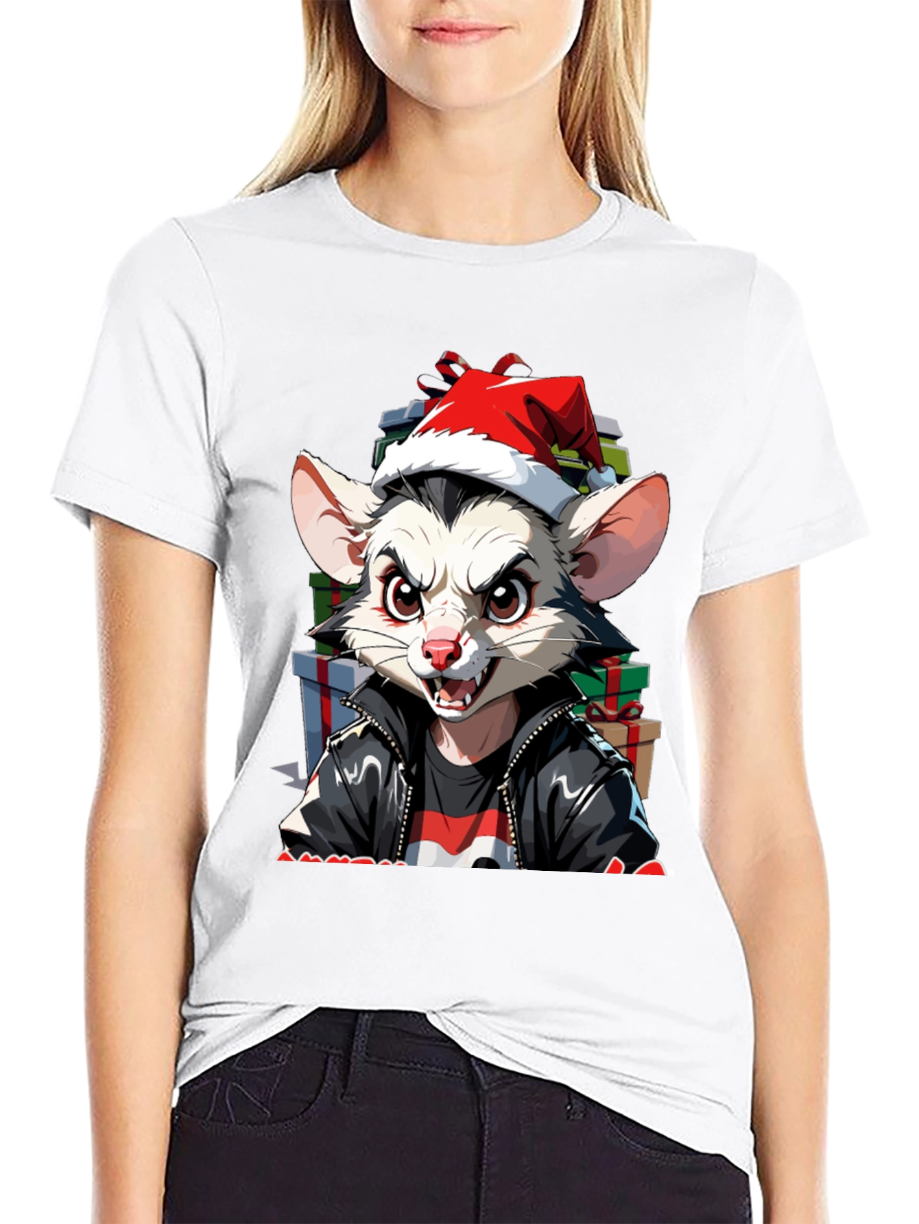 Festive Opossum Tee - Holiday Style